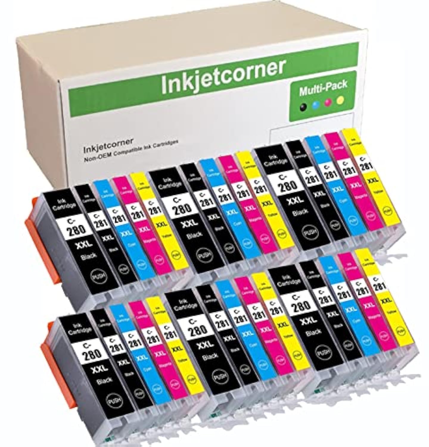 Inkjetcorner Compatible Ink Cartridges Replacement for PGI-280XXL CLI-281XXL PGI 280 XXL CLI 281 for use with TR8620a TR8622a TS9520a TS9521Ca TS702a TR8620 TR8622 TS6320 TR8520 (30-Pack)