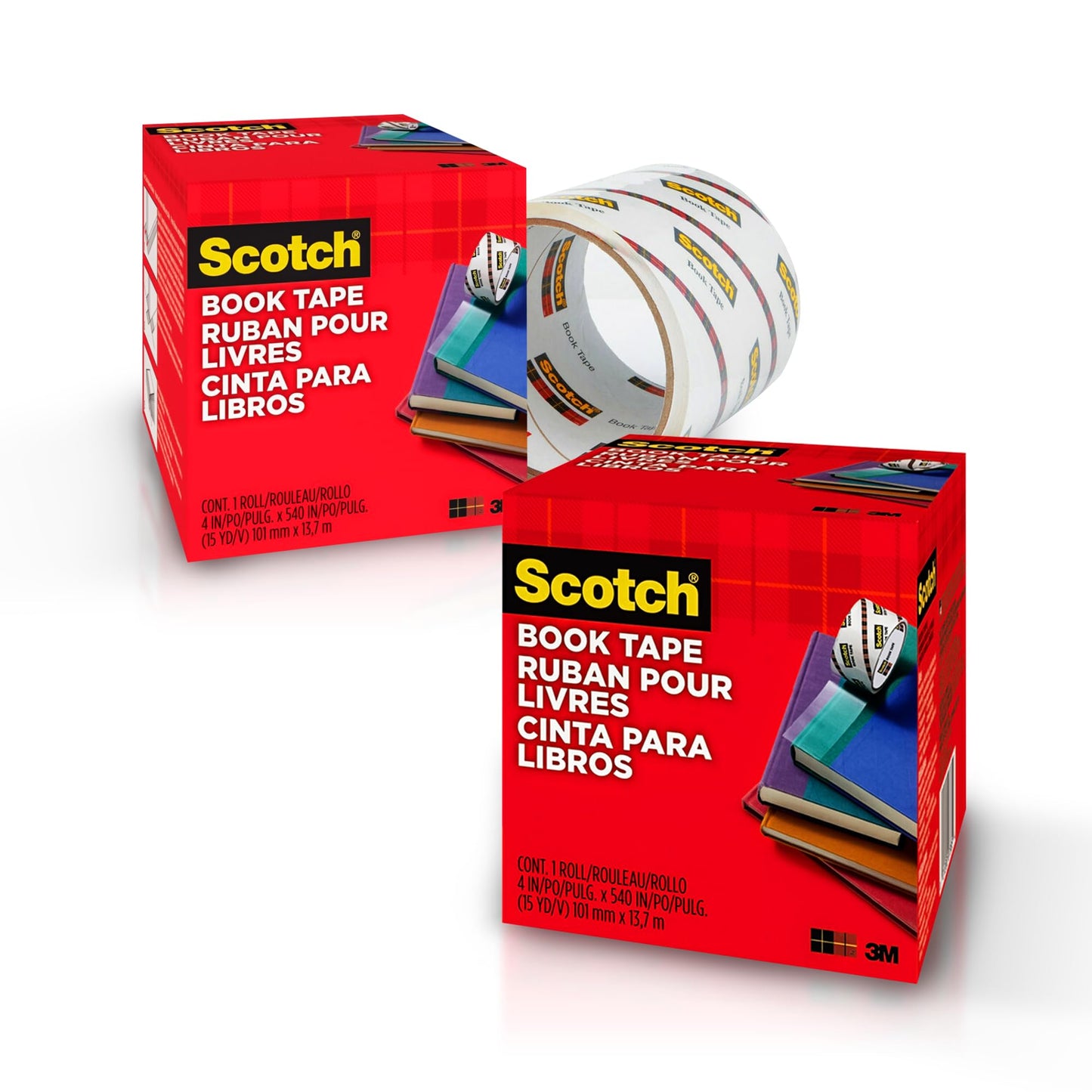Scotch Book Repair Tape, Clear, 4 Inches x 15 Yards (3-Inch Core), 2 Rolls – Extra-Wide Durable Binding Tape for Book Repair, Reinforcing & Document Protection