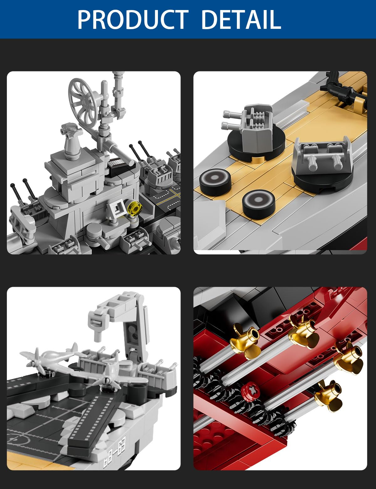 SEMKY Military Series USS Missouri BB-63 MOC Building Blocks and Engineering Toy(2228 Pieces),WW2 Warship for Kid and Military Fan