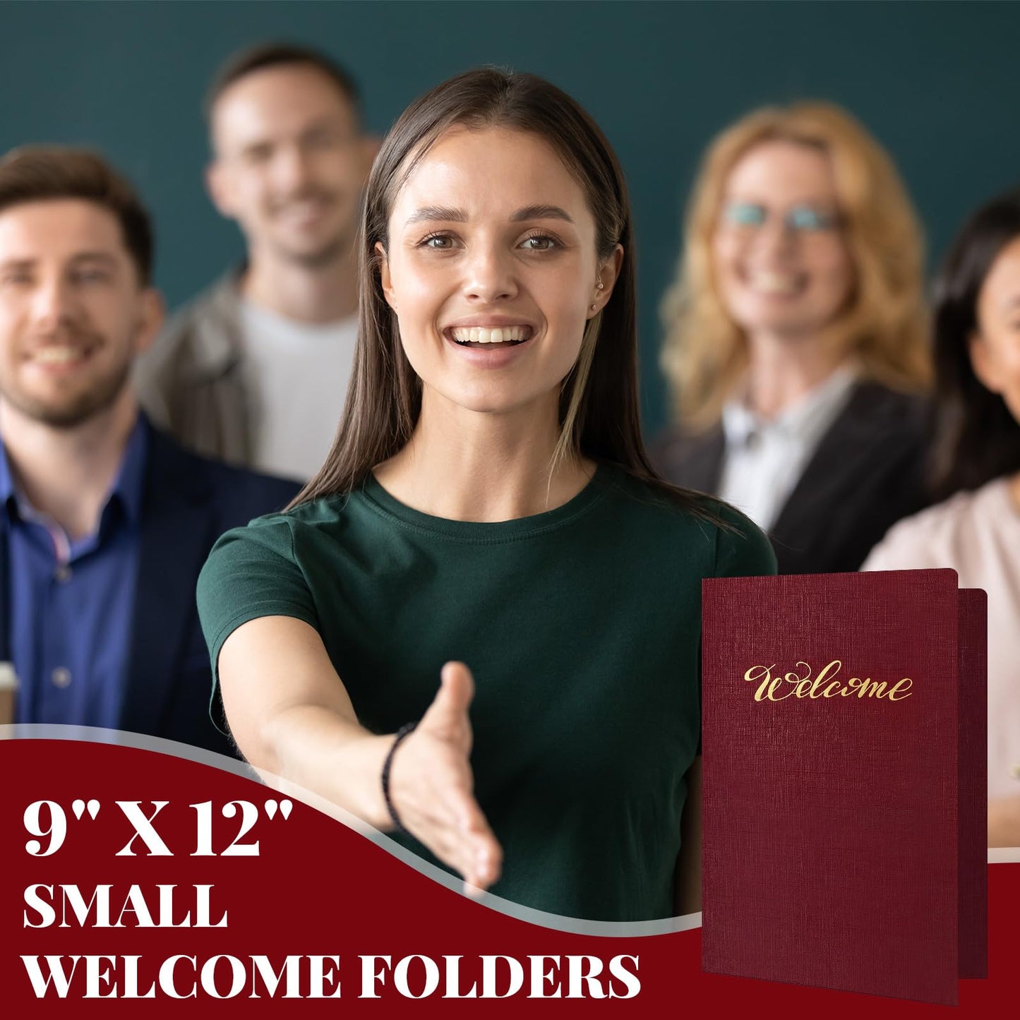 Affrolling 50 Pack 6 x 9 Inch Welcome Pocket Folders Welcome Folder Presentation Folder Employee File Folders for Weddings, Party, Conference, Seminars, Bar Mitzvah (Burgundy Linen)