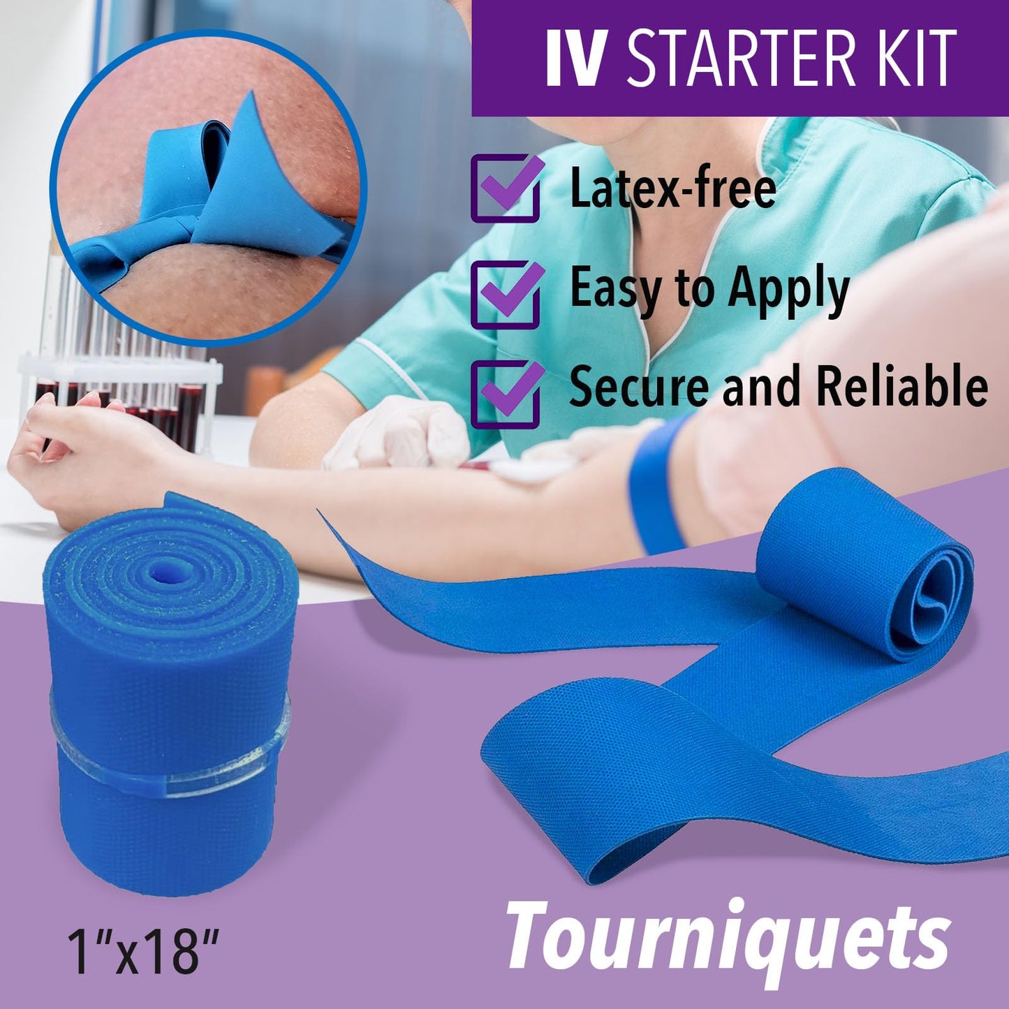 100 PCs IV Starter Kit with Gauze/Chlorascrub Swab by Omnia ONE | Sterile, Ready-to-Use – Complete Kit for IV Insertion – Essential for Medical, Hospital & Emergency Use