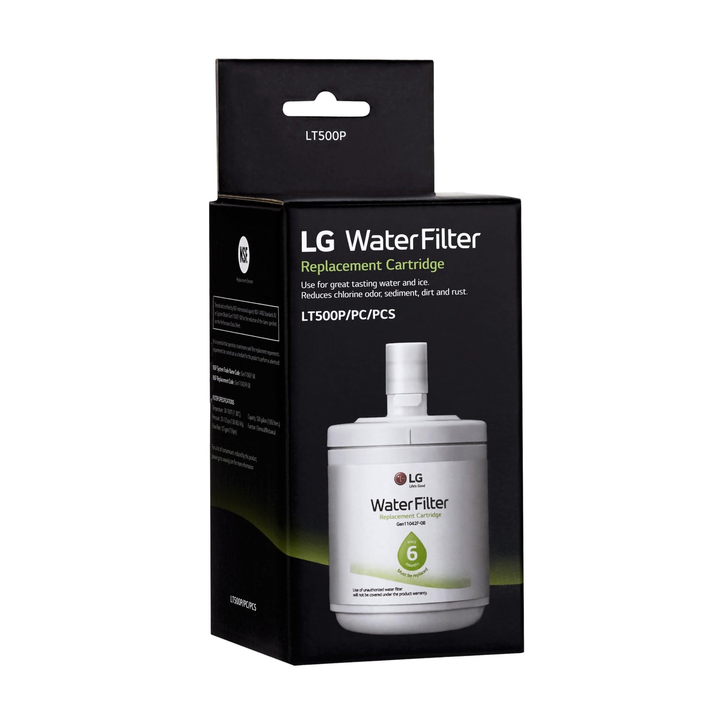 LG LT500P - 6 Month / 500 Gallon Capacity Replacement Refrigerator Water Filter (NSF42 ADQ72910911 , White