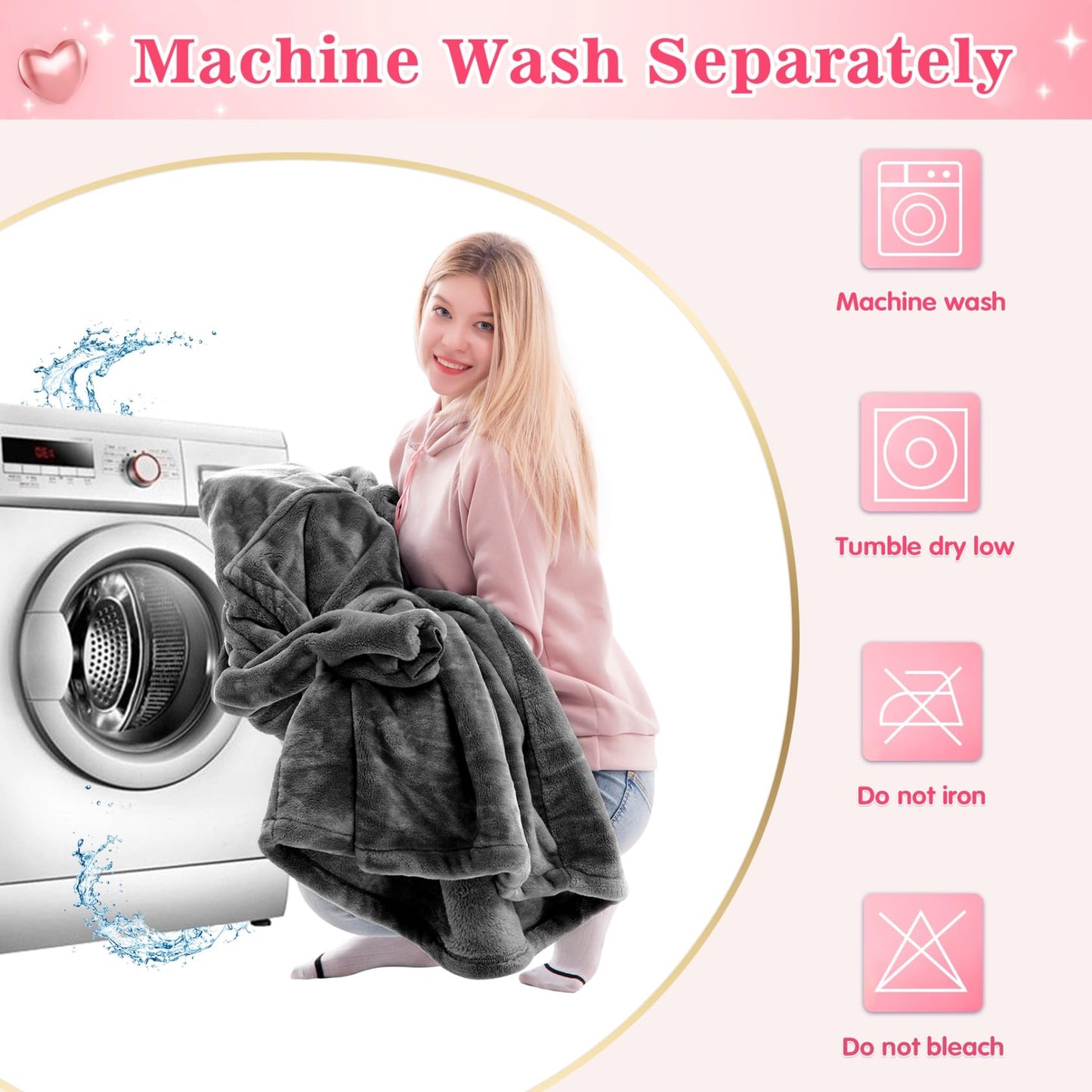 Waitu Wearable Blanket Sweatshirt Gifts for Women and Men, Warm and Cozy Giant Blanket Hoodie, Thick Flannel Blanket with Sleeves and Giant Pocket - Dark Gray