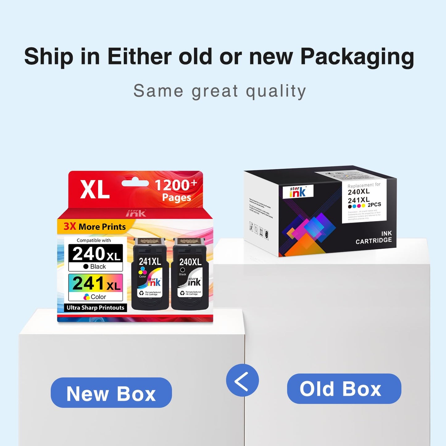 Starink PG-240XL CL-241XL Ink Cartridge High Yield Replacement for Canon 240XL 241XL Combo Pack Work with PIXMA MG3620 MG3520 MG3220 MG2120 MX472 MX452 MX532 TS5120 Printers (1 Black, 1 Tri-Color)