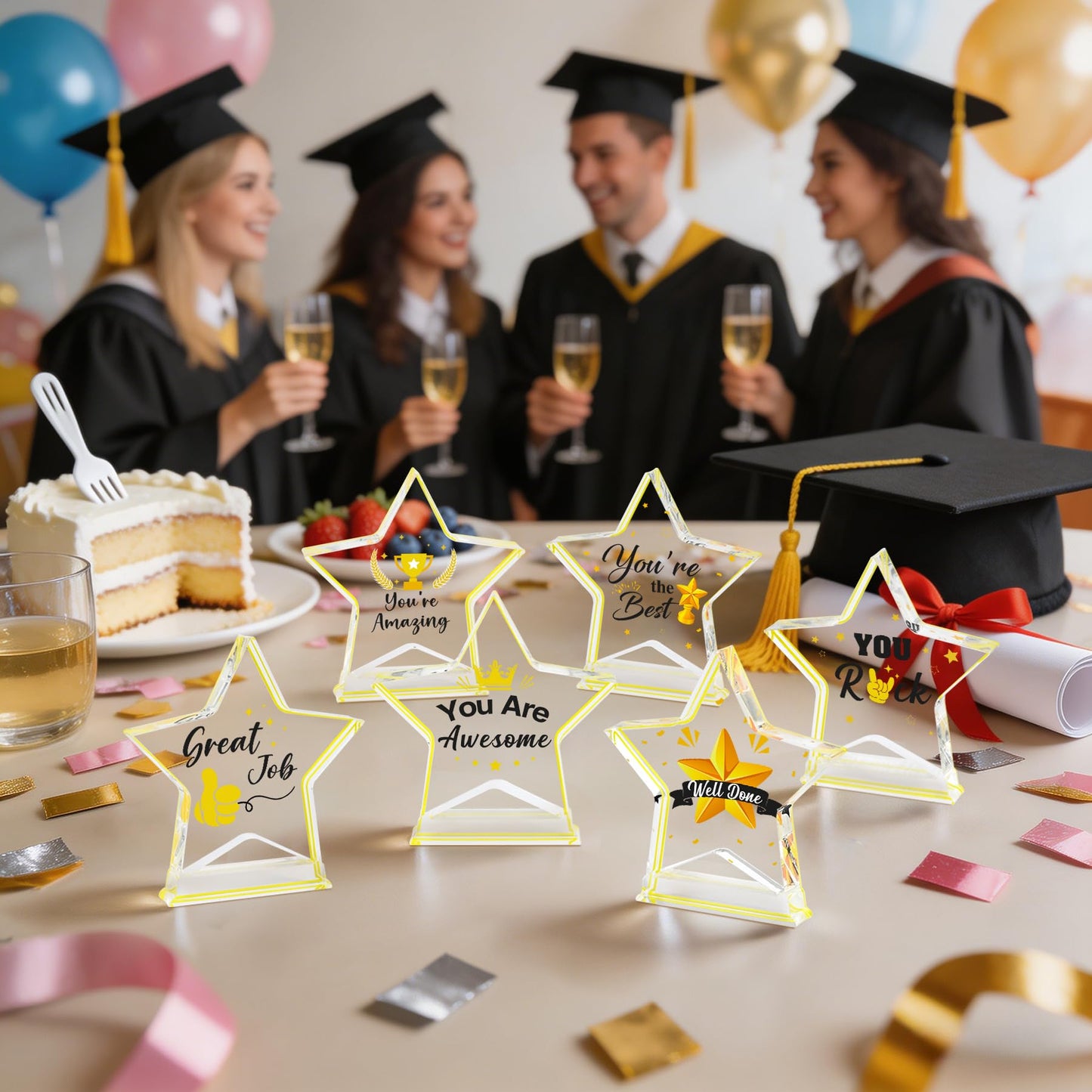 24 Pcs Medium Size Acrylic Employee Appreciation Awards Gifts Bulk Team School Classroom Prizes Motivational Trophies Thank You Recognition Colleagues Students Office Graduation Decor Gold Star