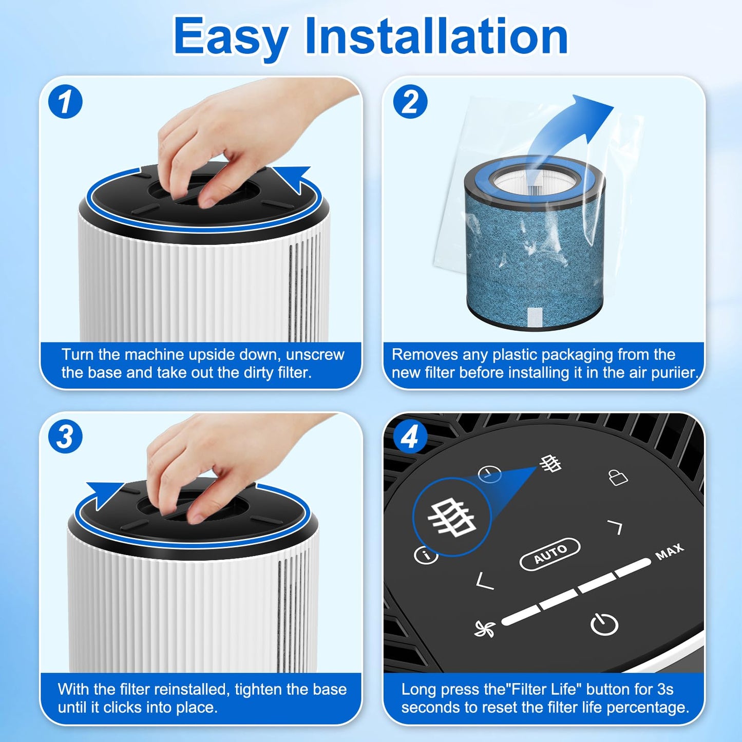 2 Pack HP152 HP153 Replacement Filter Compatible with Shark HP152 HP153 HP155 HP100 HP102 HP132 and HC450 HC451 HC452 HC455 Air Purifier, Part No. HE1FKPET, HE1FKBAS