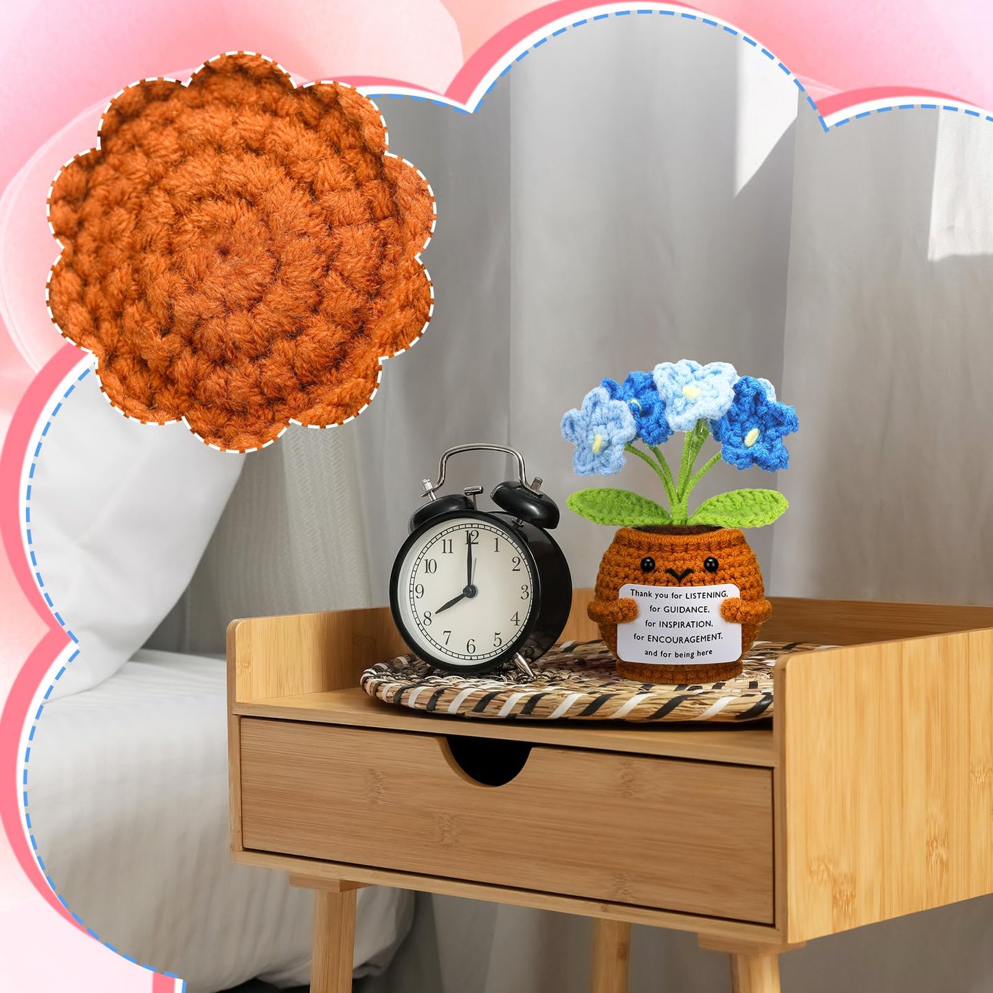 Wavwavw 6 Pcs Employee Appreciation Gifts Bulk Thank You Gifts for Team Coworkers Staff Positive Handmade Crochet Doll with Inspirational Card for Women Men Office EMS CNA(Forget Me Not)