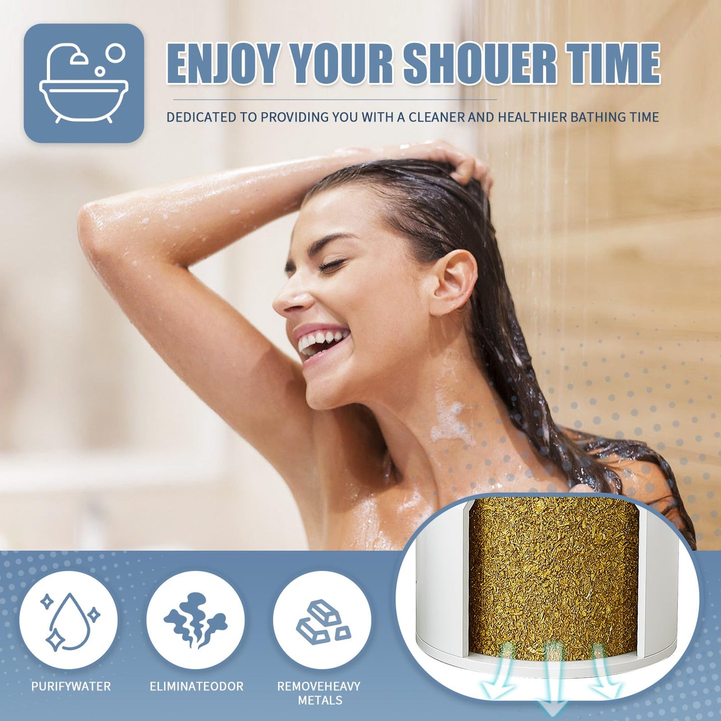 4-Pack Replacement Filter for JOLIE Shower Head, Compatible with JOLIE Shower Filter Cartridge, Reduces Chlorine, Heavy Metals & Impurities, Softens Skin & Hair