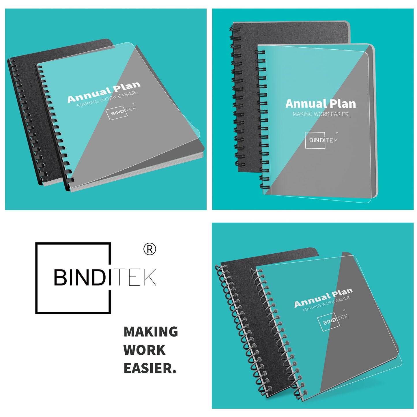 Binditek 100 Pack Binding Covers and Backs Set, 8.75 x 11.25 Inches, 50 Clear PVC (8Mil), 50 Sand-Textured Polycovers (12Mil), Oversize