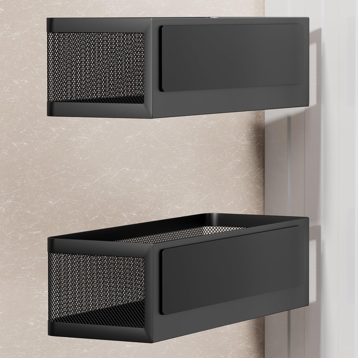 WOCUBEHOME 2-Pack Laundry Room Organization, Magnetic Shelves with Tall Guardrails to Prevent Falling - Strong Magnet Organizer for Washing Machine, Refrigerator, Kitchen & Pantry