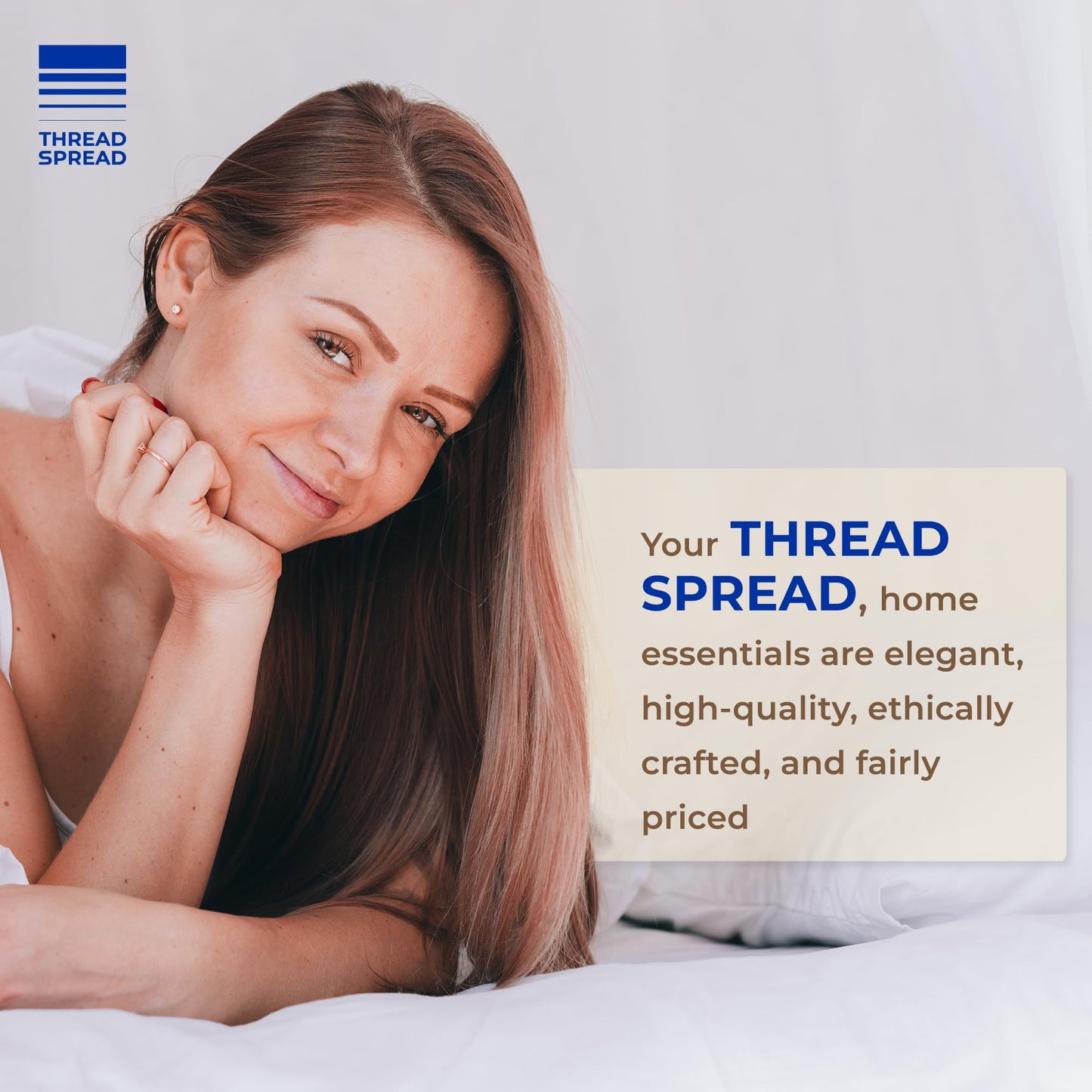 THREAD SPREAD 100% Egyptian Cotton Sheets Full Size - 600 Series Bliss Collection Sheet, 4 PC 16" Deep Pocket Full Size Sheets Sets (White), Soft Cooling Sateen Weave Cotton Hotel Luxury Sheet
