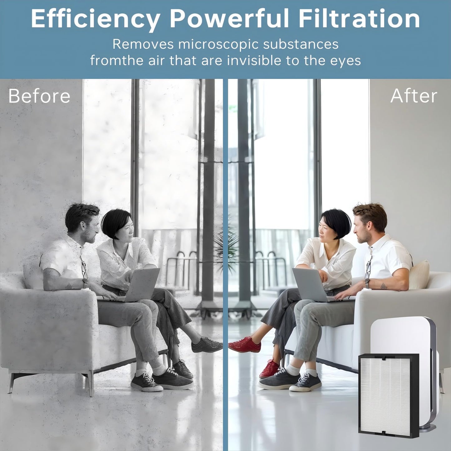 Ancolin 8 pcs 45i Replacement Filter, Compatible with Alen BreatheSmart Flex BH400 and 45i Air Filter, Compares to Part # B4-Pure / FL40 (2 filter + 6 Carbon Pre-filter)