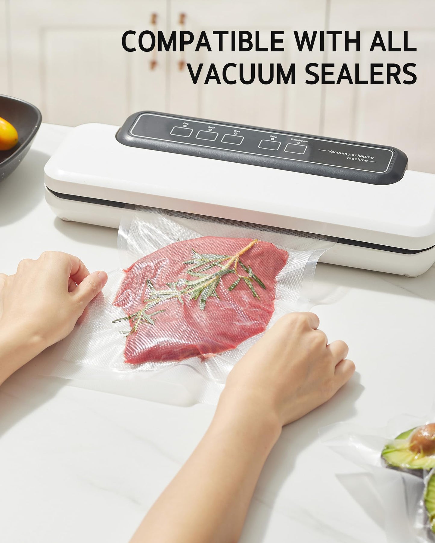 Syntus 11" x 150' Vacuum Sealer Bags for Food with Cutter, Vacuum Sealer Bags Roll Keeper BPA-free Heavy-duty Commercial Grade for Food Storage, Meal Prep and Sous Vide