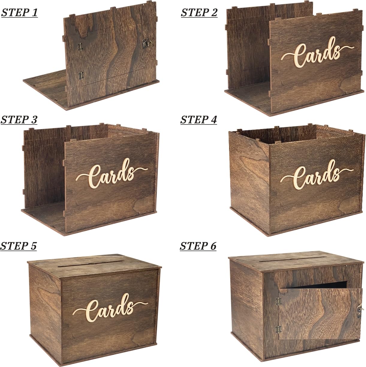 Cregugua Large Card Box 12"x 9"x 9" Rustic Wooden Card box Gifts Card Box for Wedding Birthday Baby Shower Graduation Party