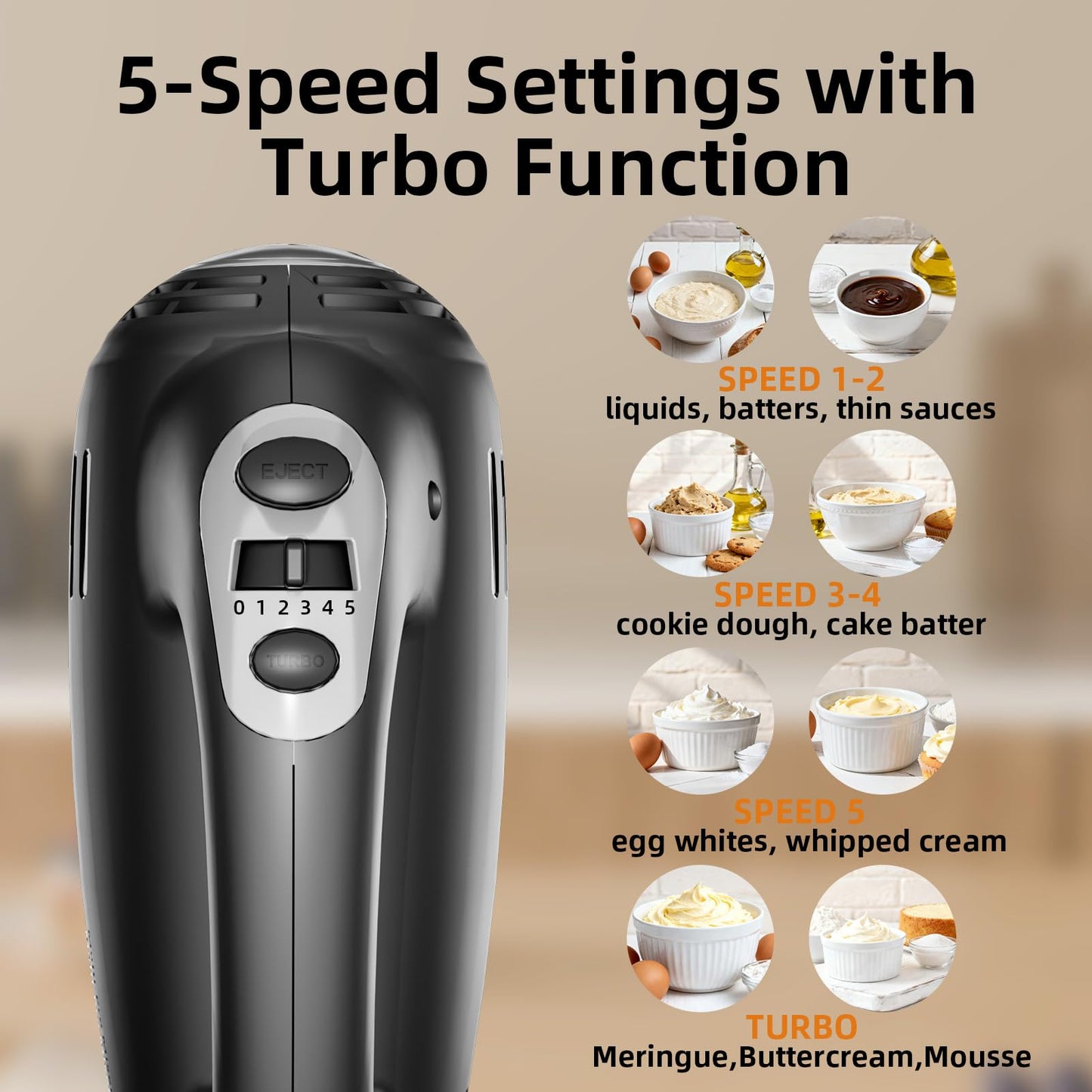 Stand Mixer Electric Kitchen Mixer, 3.2 QT Auto-Rotating Bowl & Beater Tilt-Head 2-IN-1 Standing Hand Mixer, 250 Watt 5-Speed with Turbo Boost Household Mixer with Beaters & Dough Hooks for Baking
