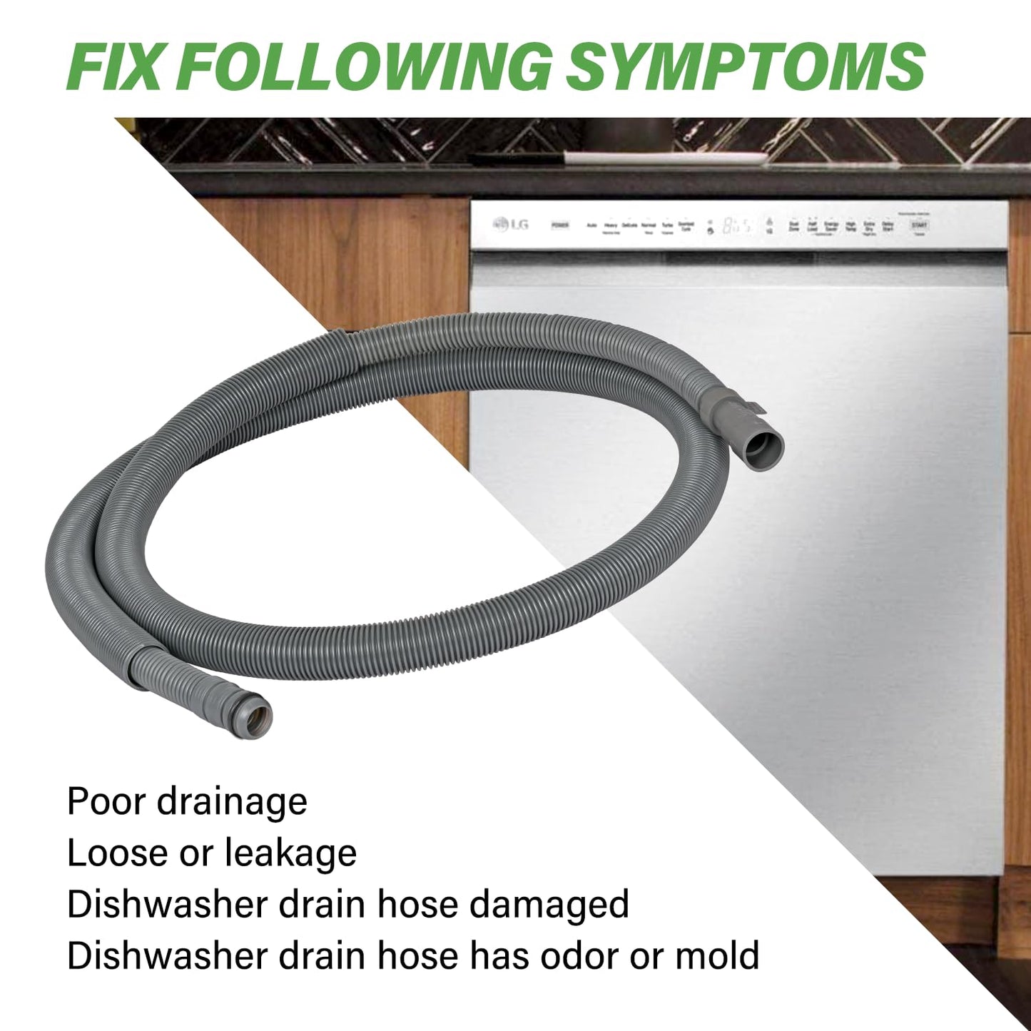 AEM74333104 Dishwasher Drain Hose Compatible with LG Replace AEM74333101 4975130 AP7034217 EAP16621806 PS16621806 ALG52793 PD00072292