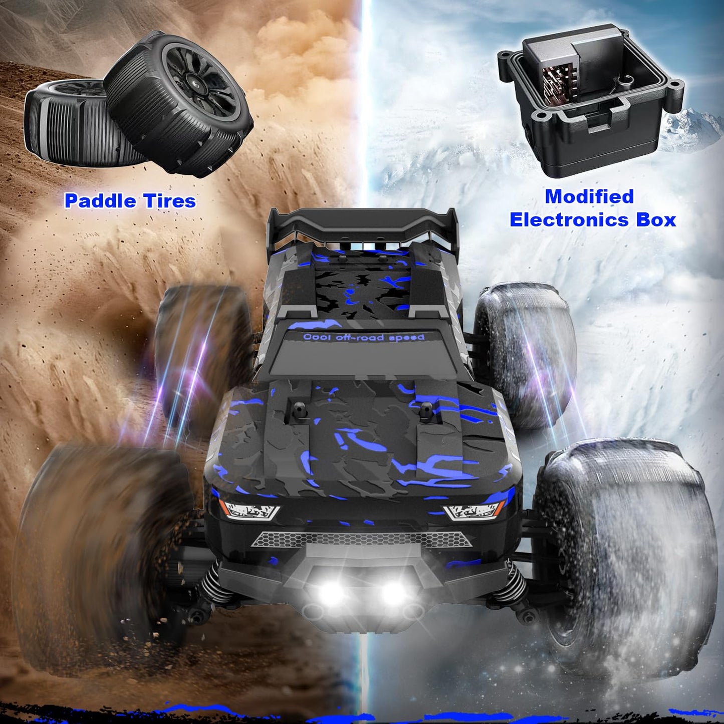 1/14 Scale RC Cars for Adults, 60+ KM/H High Speed RC Truggy, 4X4 Off-Road Remote Control Truck, Waterproof Electric Car with 2S Battery, All Terrain RC Vehicle for Snow, Sand, Beach & Rocky Surfaces
