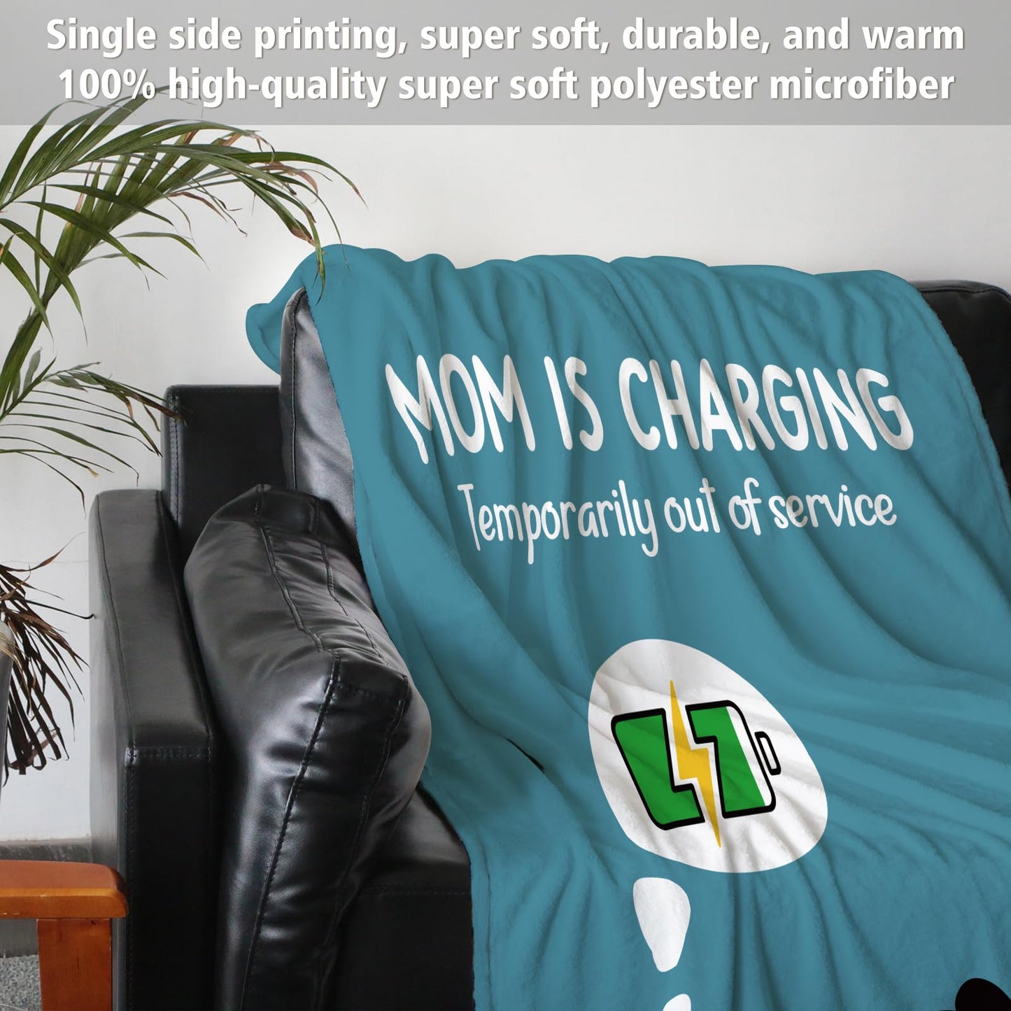Craftique Mom Birthday Gifts, Funny Gifts for Mom- Mom's Charging Blanket- Moms Gift for Women from Daughter Son Husband, Super Soft Blanket Throw for Napping Travel, 80”×60”