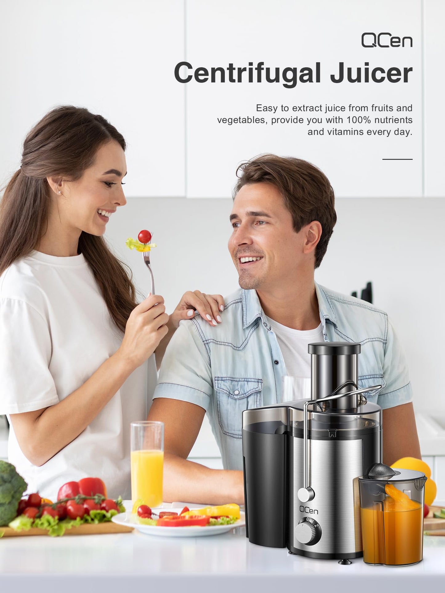 Juicer Machine, 800W Centrifugal Juicer Extractor with Wide Mouth for Fruit Vegetable, Easy to Clean, Stainless Steel, BPA-free (Black)
