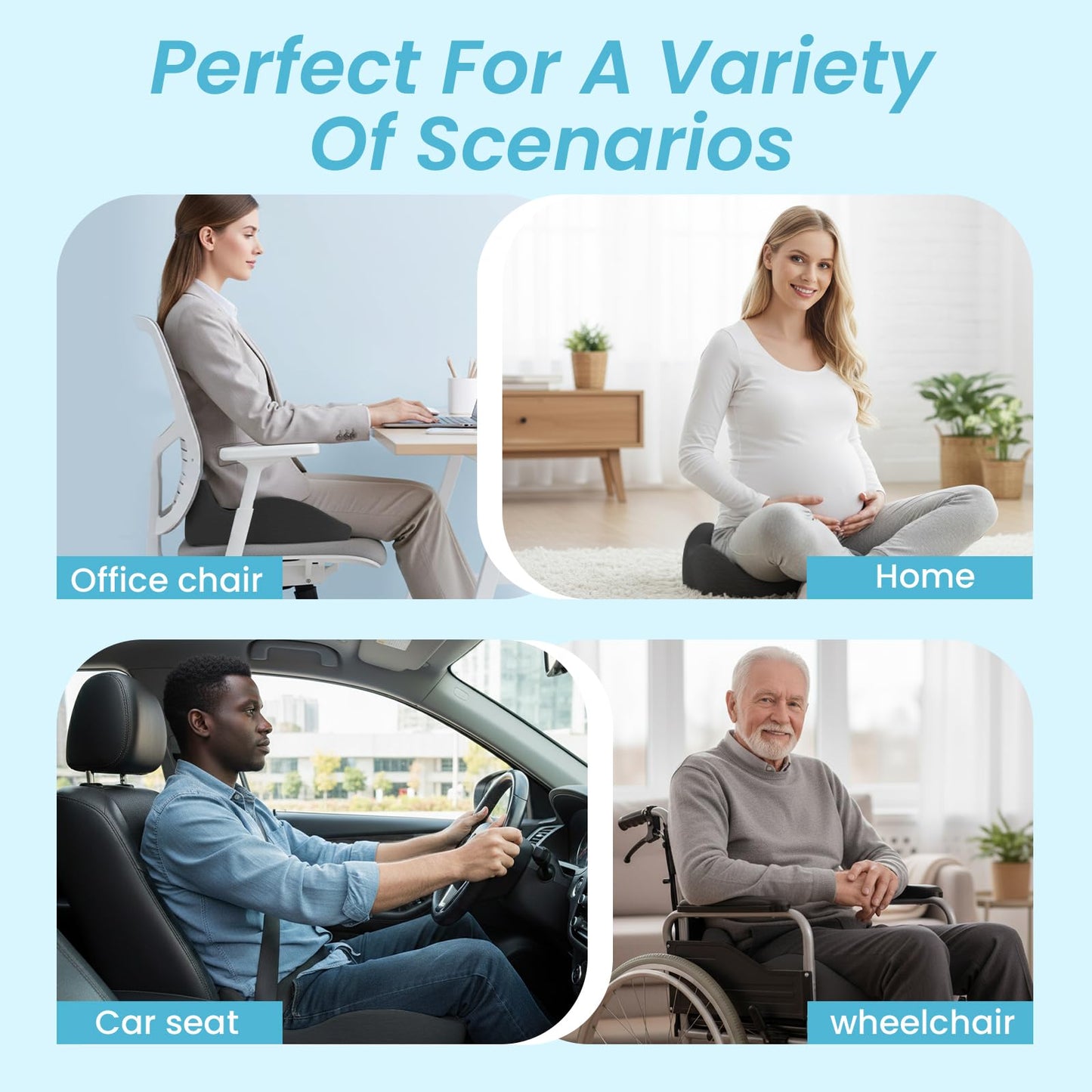 OVRST Memory Foam Seat Cushion,Ergonomic Office Chair Cushion,Coccyx Cushion for Tailbone Pain Relief Butt Pillow for Long Sitting,Suitable for Gaming Chair Car Seat Wheelchair