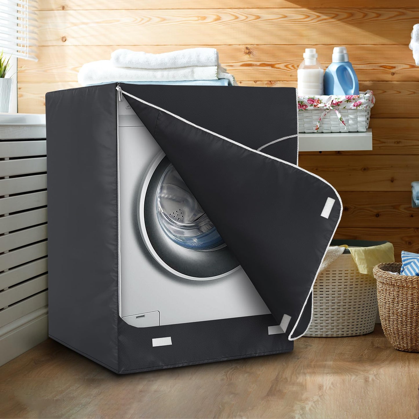 AKEfit 2 Pack Washer Dryer Cover, Washing Machine Cover Waterproof, Dustproof and Anti-UV, Heavy Duty Oxford Washer Covers for Outside , 27"W x 33"D x 39"H -Black