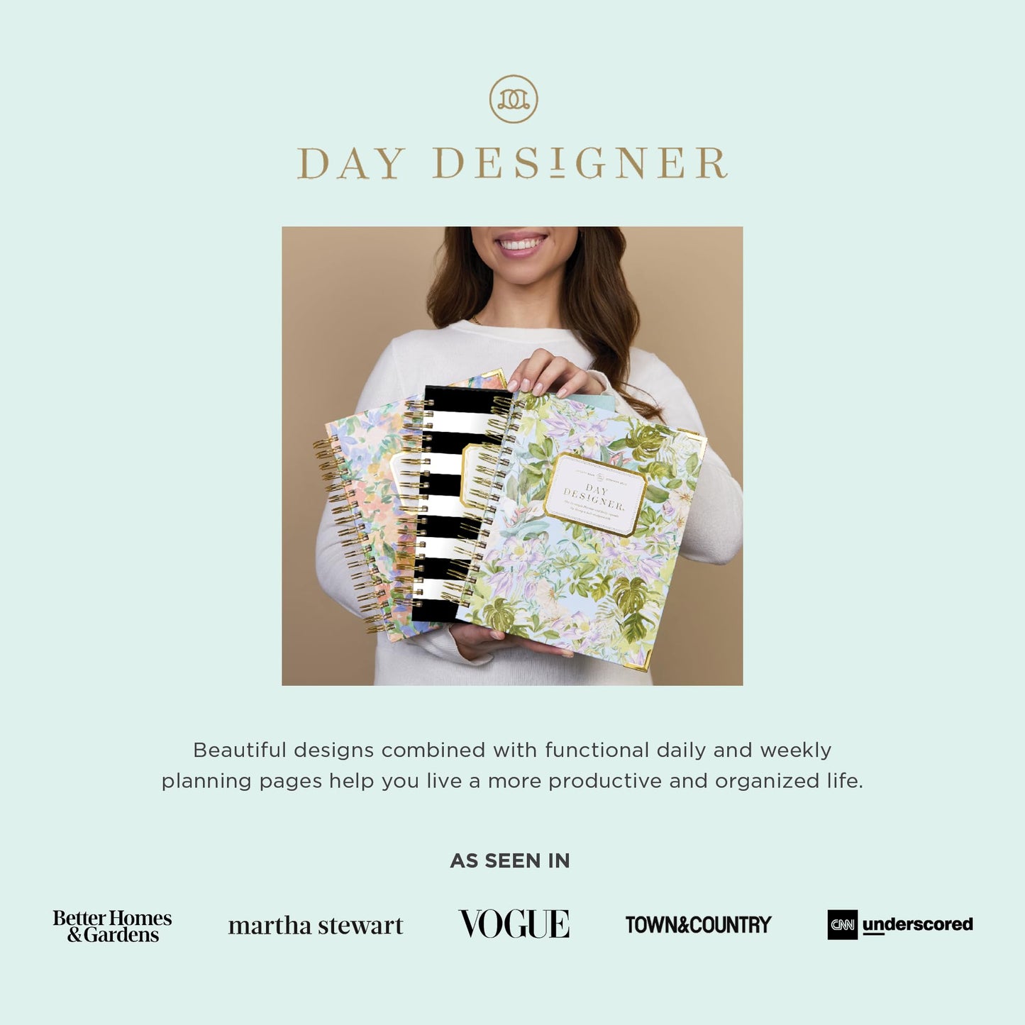 Day Designer 2026 Weekly Planner – Premium Planner for Stylish Organization. Combines Weekly & Monthly Calendars, Daily Schedule, Notes Pages, Goal Setting, Stickers, Pocket & More. Elegant Laminated Cover with Gold Accents (Lorelei Design - 2026)