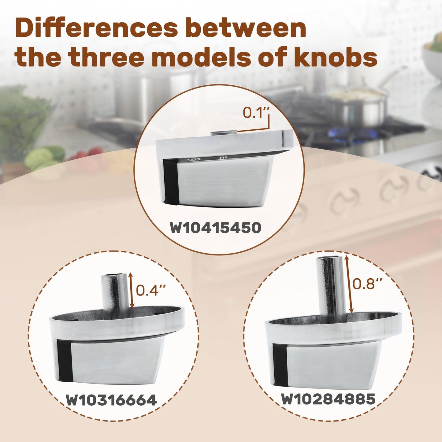 Upgraded W10316664 Control Knob 5 Pack Compatible with Whirlpool W10316664, WPW10316664, 1876613, AP6019356, PS11752662, EAP11752662, PD00023455