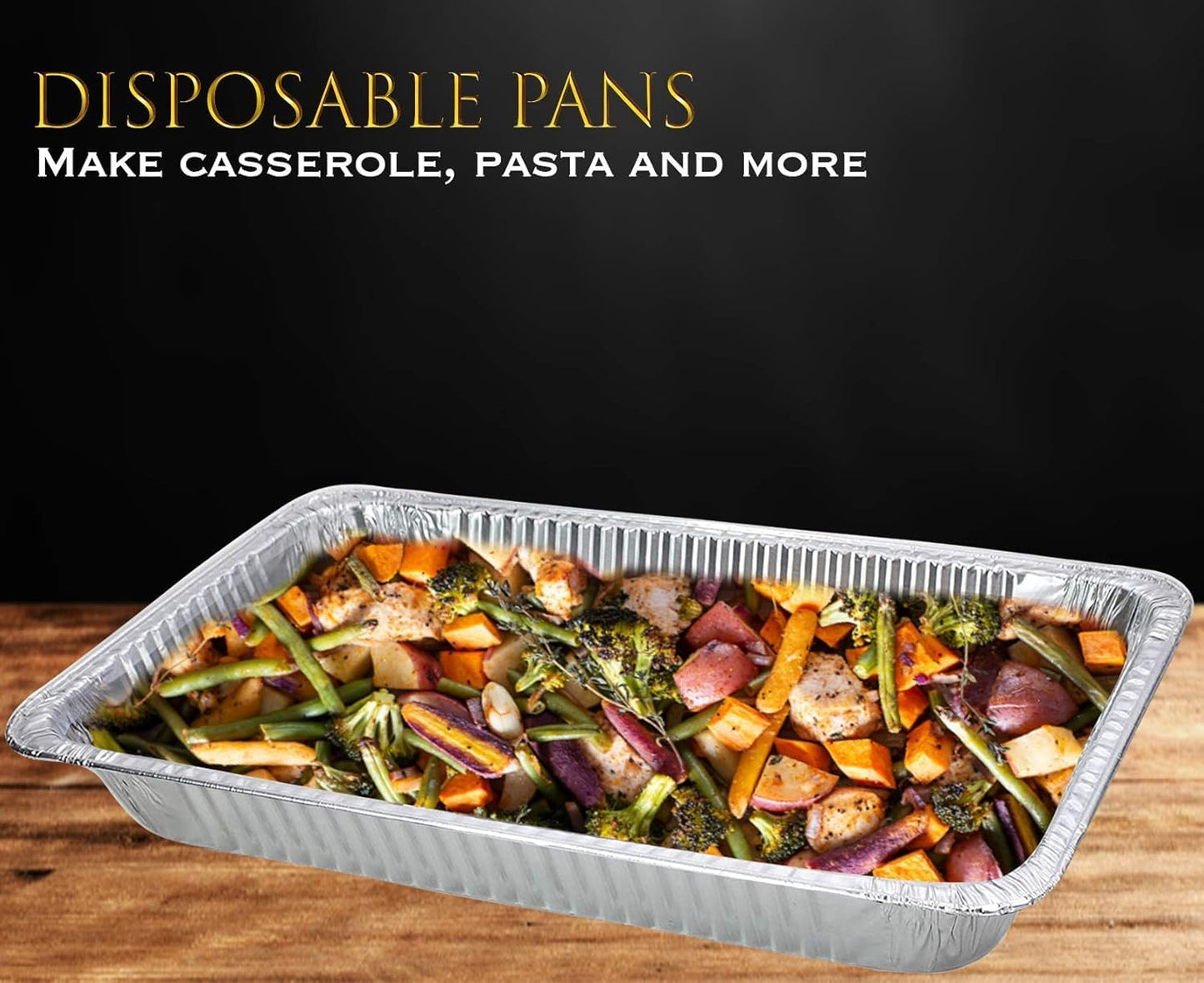 EHOMEA2Z Aluminum Pans With Lids, Large Full Size 21x13x3 Disposable Foil Pans, Heavy Duty Roasting, Baking, Broiling, Catering & Chafing Pans (15, Full-Size w/Lids)