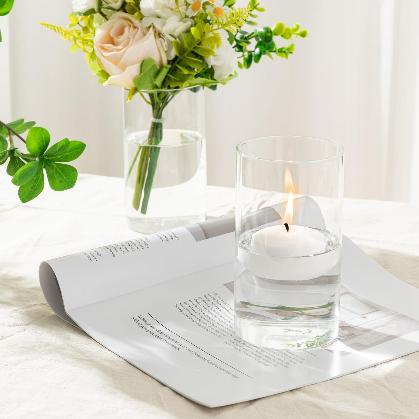 DYMFADFB 12pcs Glass Cylinder Vases for Centerpieces - 6 Inch Tall Flower Vase for Wedding Decorations, Clear Glass Flower Vases Floating Candle Holder for Table Centerpiece Wedding Home Décor