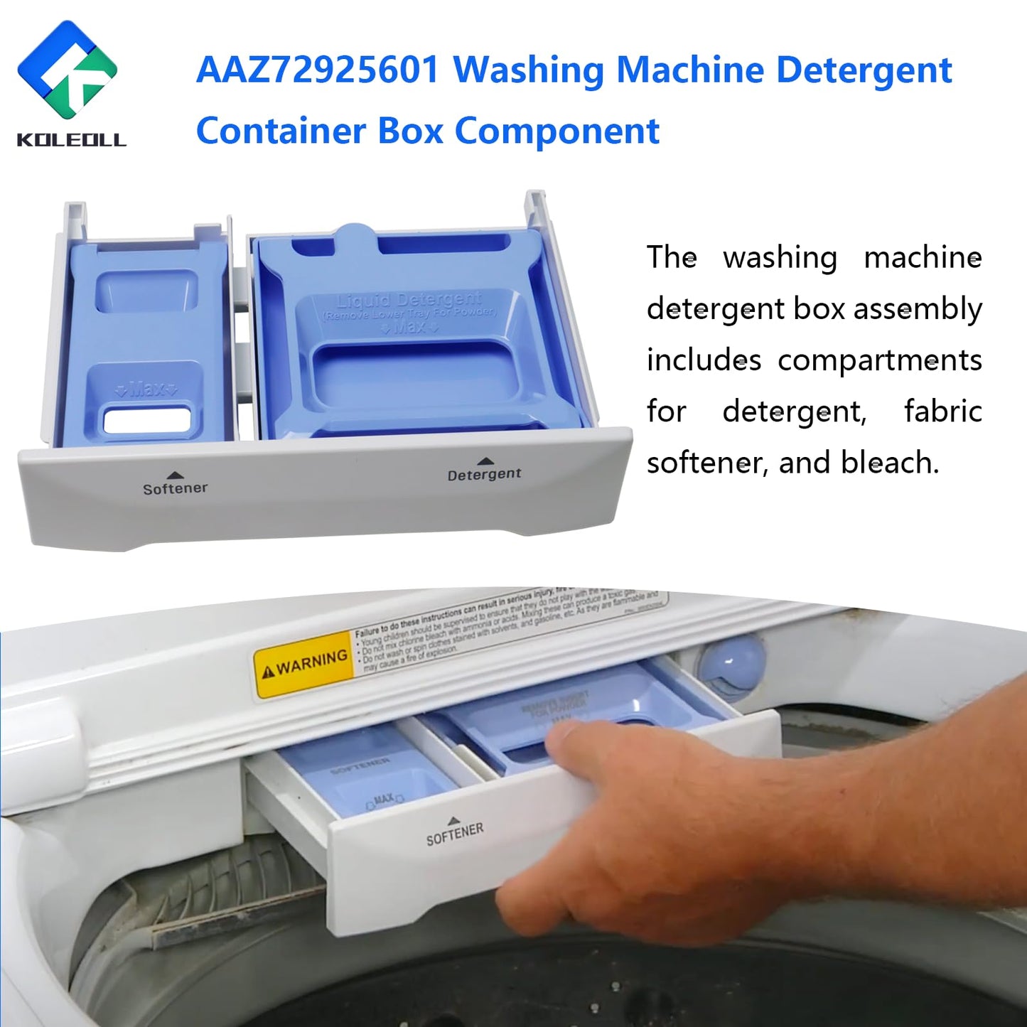 AAZ72925601 Washer Detergent Container Box Assembly Compatible With LG Washer Replaces AAZ73855901 2652392 AP5217542 PS3530587 EAP3530587