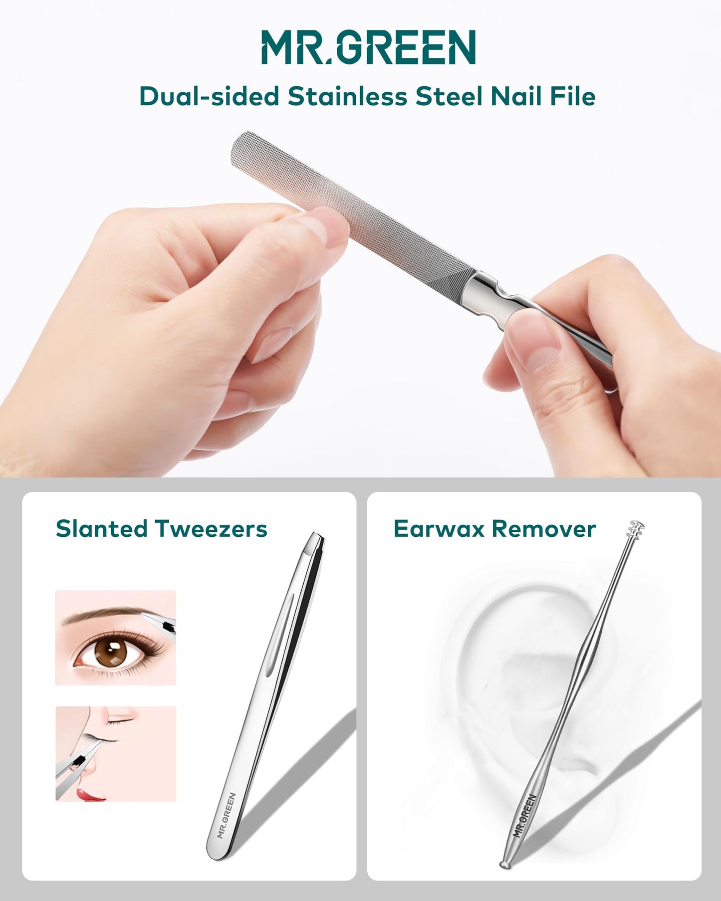 Manicure Set, Pedicure Sets, Nail Clipper Sets, Stainless Steel Professional Nail Cutter Kits with Travel Case (12 Count)