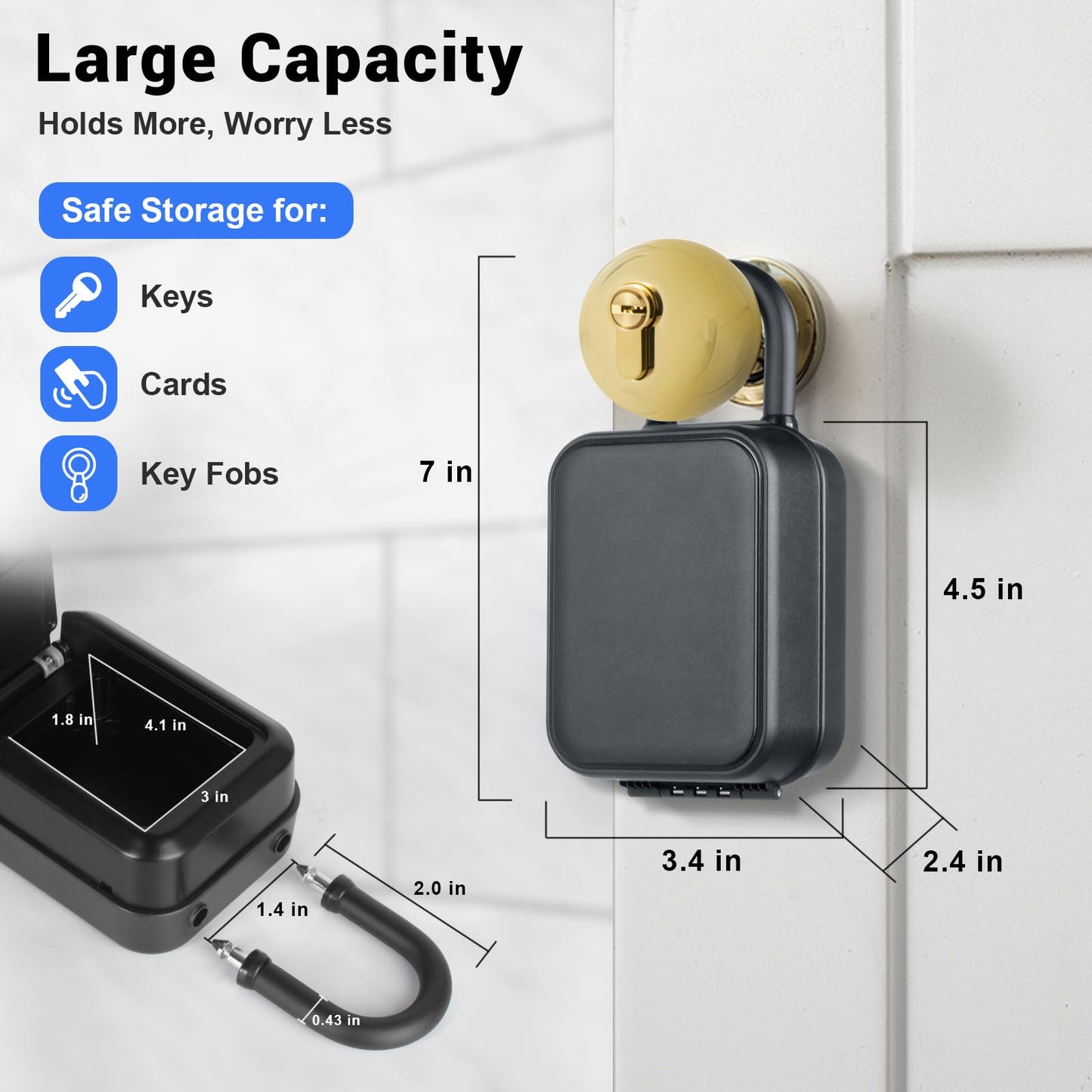 Prohomchoic Smart Lock Box for Keys, Bluetooth & PIN Code Unlock, APP Controlled Electronic Key Lockbox for Doorknobs Handles, Generate eKeys & Passcodes Remotely for Airbnb Rental Realtor (Portable)
