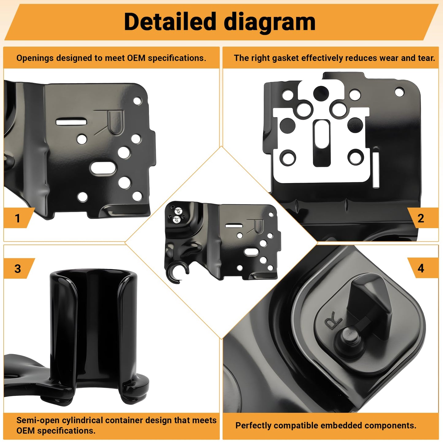DA97-12574A Upper Right Hinge Assembly Compatible with Samsung RF28HMEDBSR RF28HMEDBWW RF28HMEDBBC RF24FSEDBSR etc Refrigerator (Some Models), Replace Number: 3447596 AP5620920 PS4176618 etc