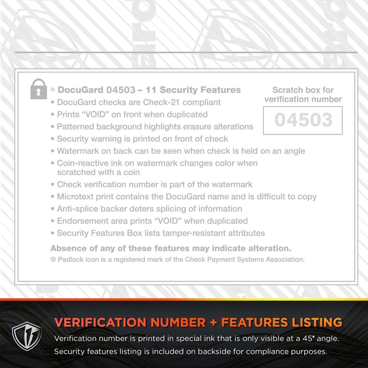 DocuGard Standard Burgundy Marble Top High Security Check Paper - Laser/Inkjet Printer Compatible - 11 Security Features - 500 Blank Business Checks (04503)