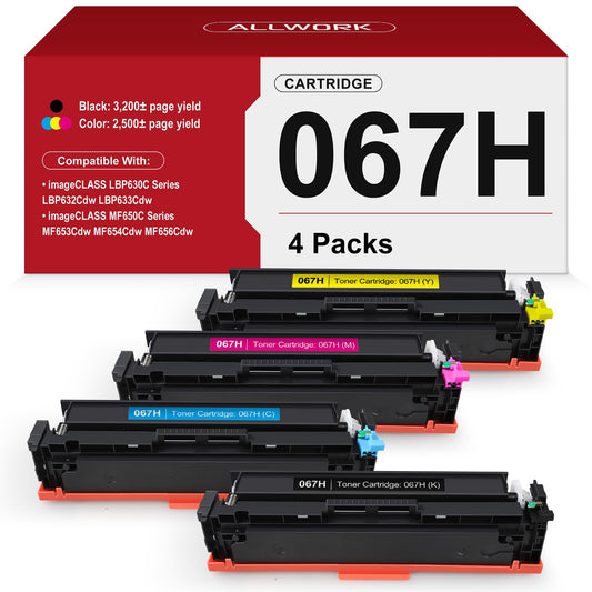 067H High Yield Toner Cartridge Compatible Replacement for Canon 067H 067 High Capacity Works for Canon Color imageCLASS MF650C LBP630C Series MF656Cdw MF653Cdw MF654Cdw LBP632Cdw Printer 4-Pack