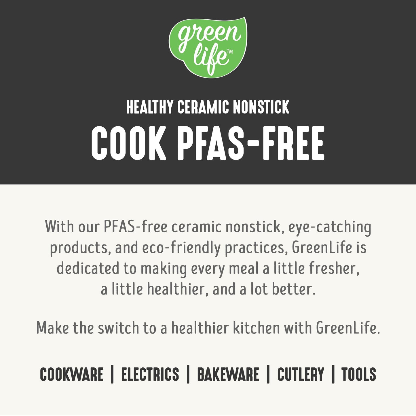 GreenLife Non Stick Fry Pan Set (7" & 10"), Non-Toxic PFAS-Free Ceramic Skillets, Dishwasher & Oven Safe, Egg Omelet Frying Pans, Stay- Cool Handles, Kitchen Home Cooking Essentials, Black and Cream