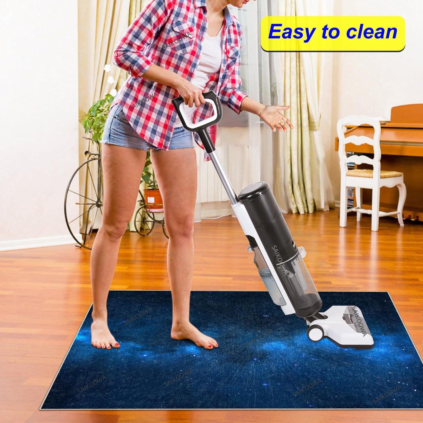 Chair Mat for Hardwood Floor,60"*48" Rolling Computer Chair Mat for Hard Wood and Tile Floor,Anti-Slip Floor Protector for Home Office Blue Starry Sky