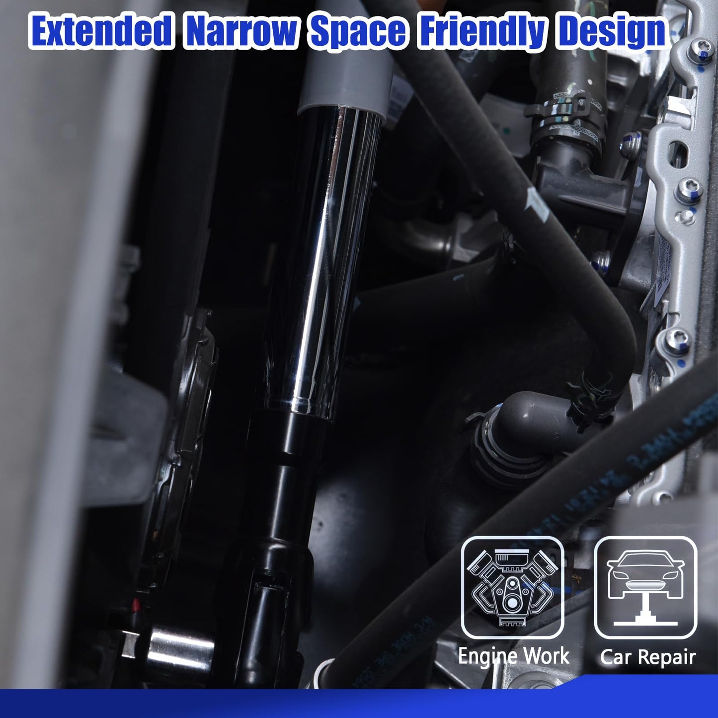 1/2" Offset Extension Wrench Impact for Electric Drill with 3/8" & 1/4" Adapters set, Impact Ratchet Extender for Tight Spaces