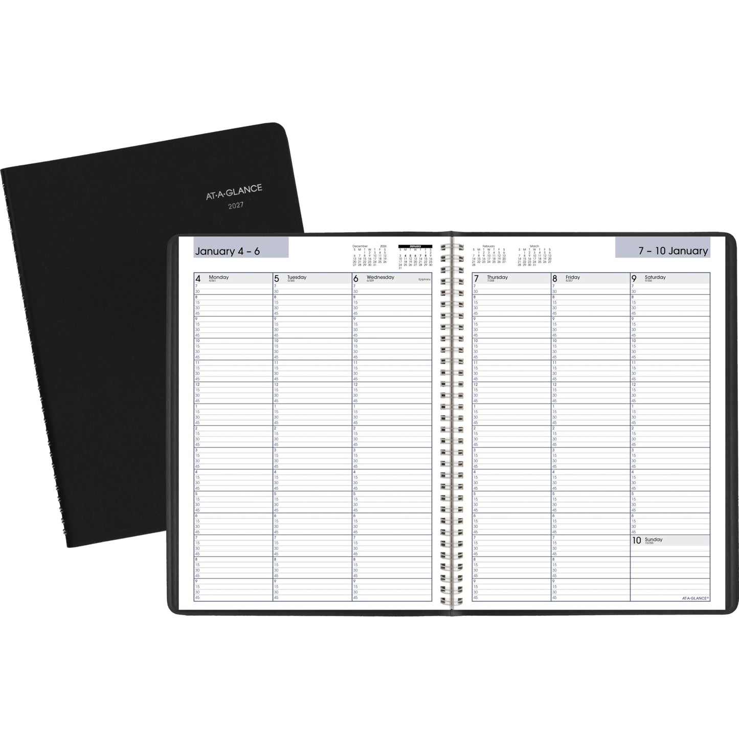 AT-A-GLANCE 2027 Appointment Book Planner, Weekly, 8" x 11", Quarter-Hourly, DayMinder, Black (G5200027)