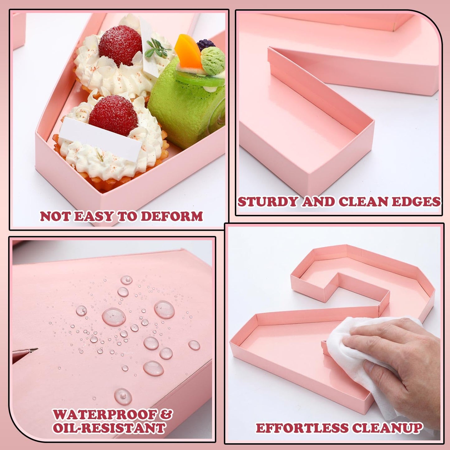 Mooliwe 4 Pcs 2026 Graduation Fillable Numbers for Charcuterie Class of 2026 Cardboard Number Grad Charcuterie Board Serving Trays Graduation Food Box for Tray Party Supplies(Pink)