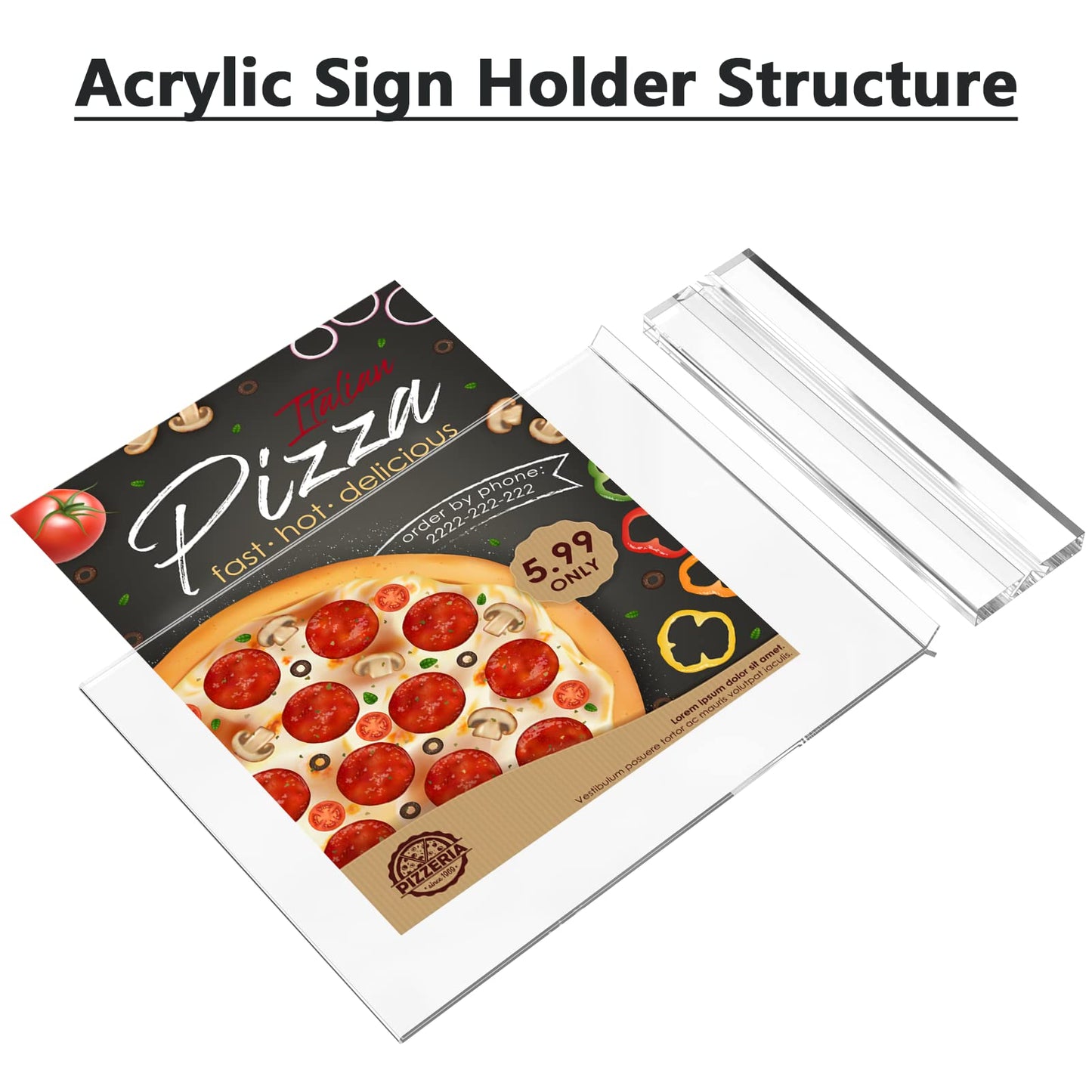 MaxGear 8.5x11 Acrylic Sign Holder 12 Pack, Clear Table Menu Display Stand Plastic Document Paper Holder Double Sided T Shape Sign Frame for Store, Restaurant, Hotels, Office