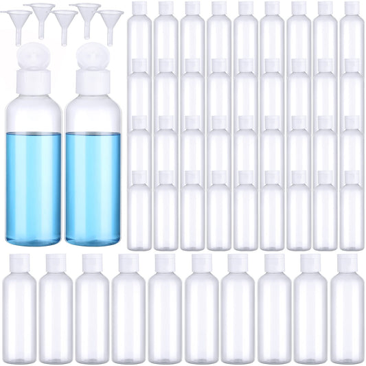 100 Pcs 3.4oz Small Travel Bottles Plastic Empty Squeeze Bottle Clear Refillable Shampoo Container with 5 Funnel for Liquids Cream Cosmetic Toiletries