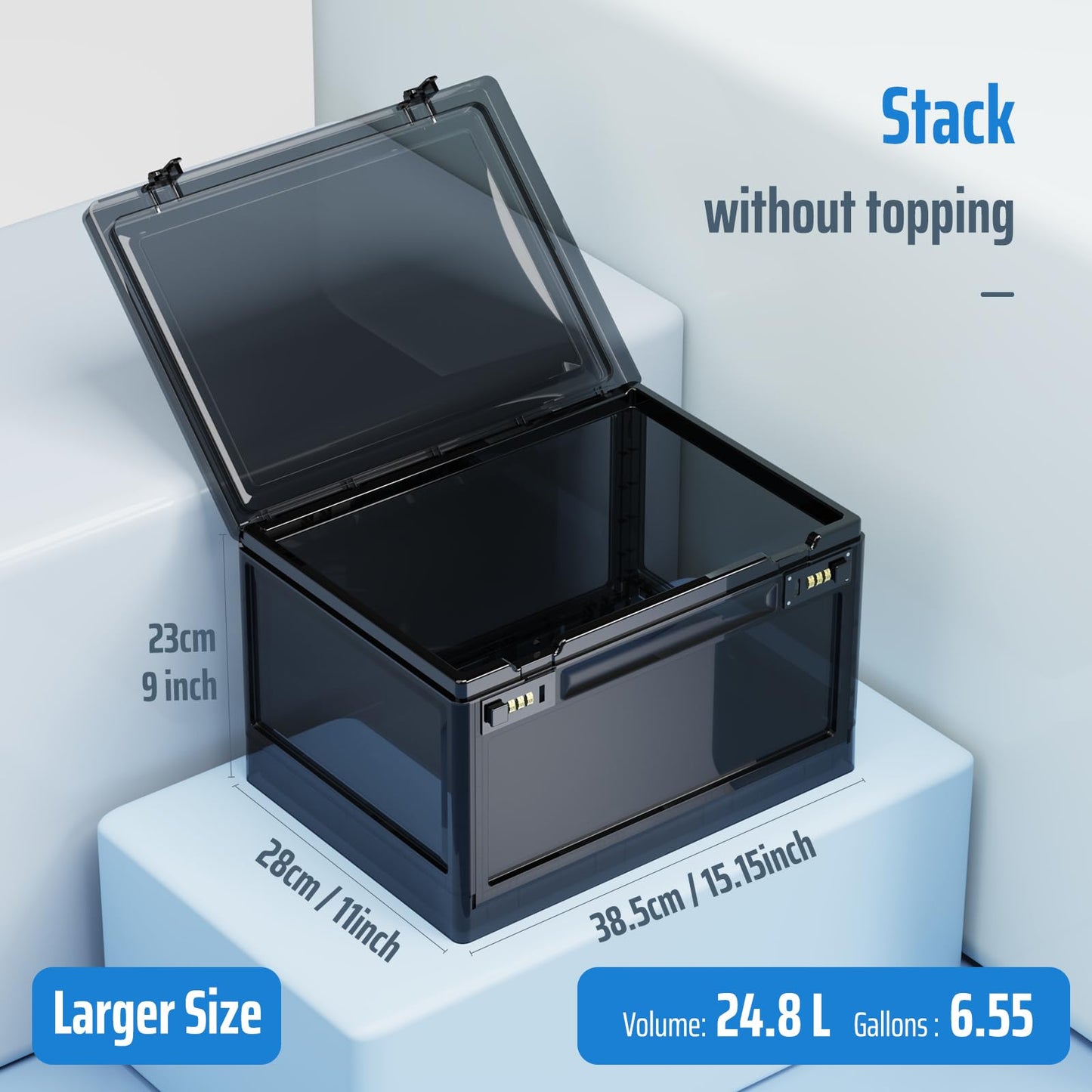 Extra Large Lock Box for Medication Safe, Medicine Lockable Storage Box with Code, Phone Lock Boxes for Video Games, Box with Combination Lock for Snacks/Food, Locking Cabinet for Home/Office (Black)