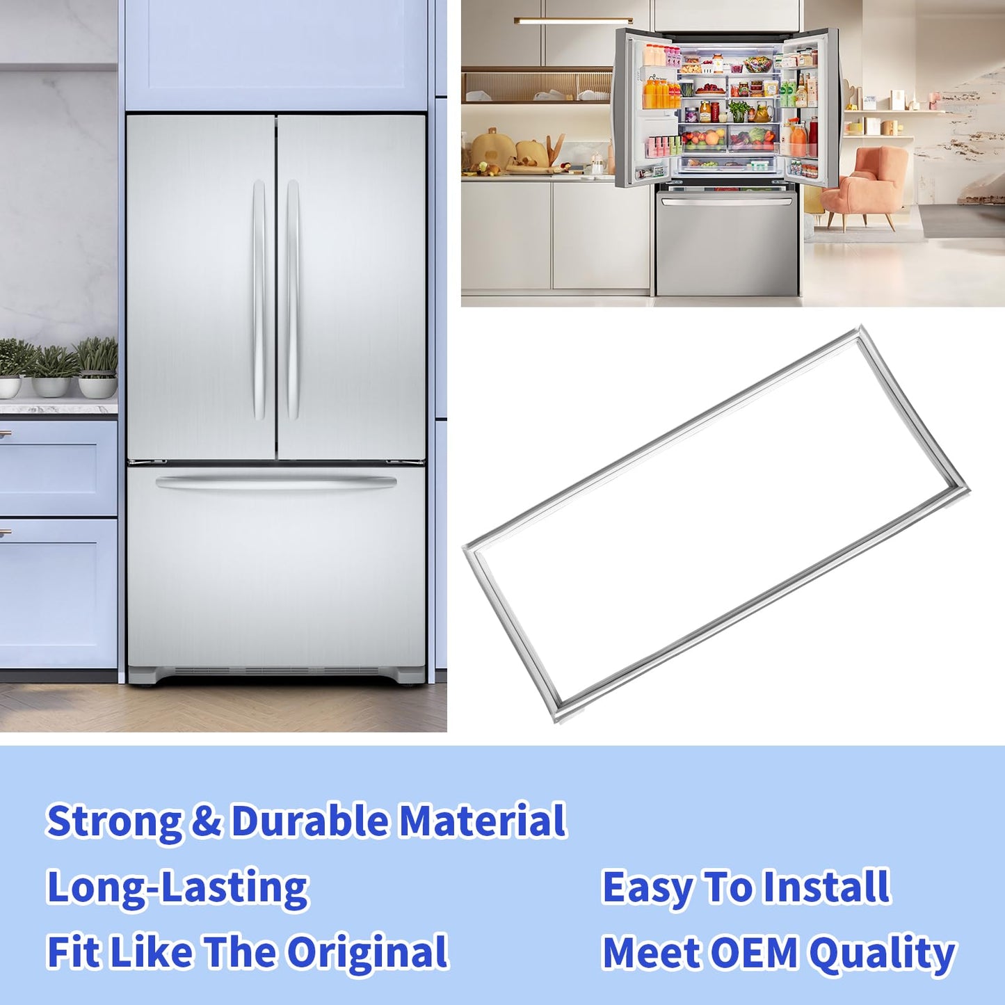 W10830162 Refrigerator Door Gasket Replacement Compatible with Whirlpool Kenmore KitchenAid Refrigerator French Door Seal Part Replaces W10179332 W10443225 W10571956