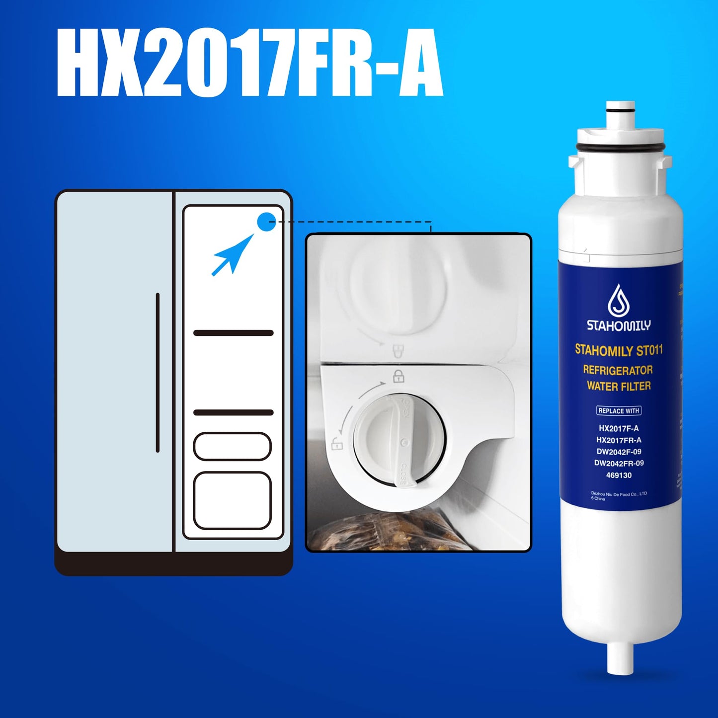 HX2017FR-A Water Filter Replacement, Compatible with Hisense HX2017F-A, HRF266N6CSE, HRF266N6CSE1, HRF209N6CSE, HRF254N6DSE, HRF254N6TSE, NS-WF26FD9-1, MRF211N6CSE, MRF266N6CSE, 3 Pack