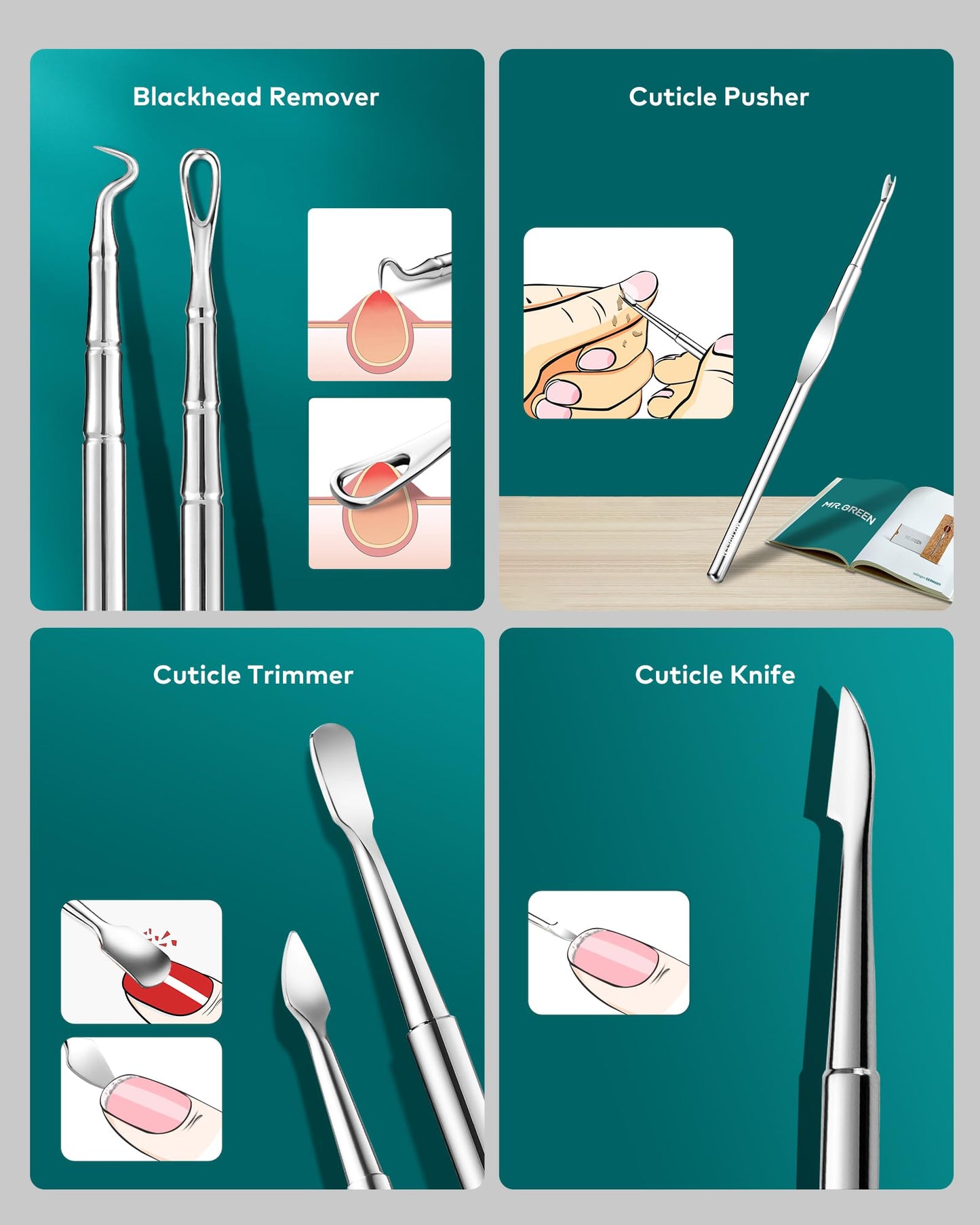 Manicure Set, Pedicure Sets, Nail Clipper Sets, Stainless Steel Professional Nail Cutter Kits with Travel Case (12 Count)