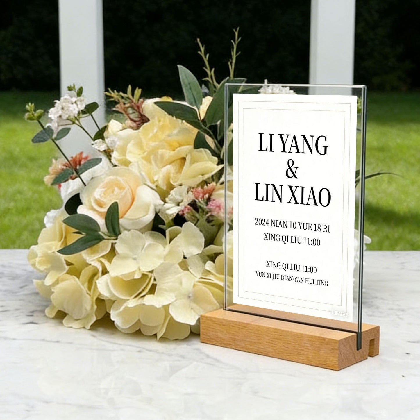 YEEON 8.5x11 Inch Acrylic Sign Holder with Wooden Base, Desktop Display Stand (8.5x11 5Pack)