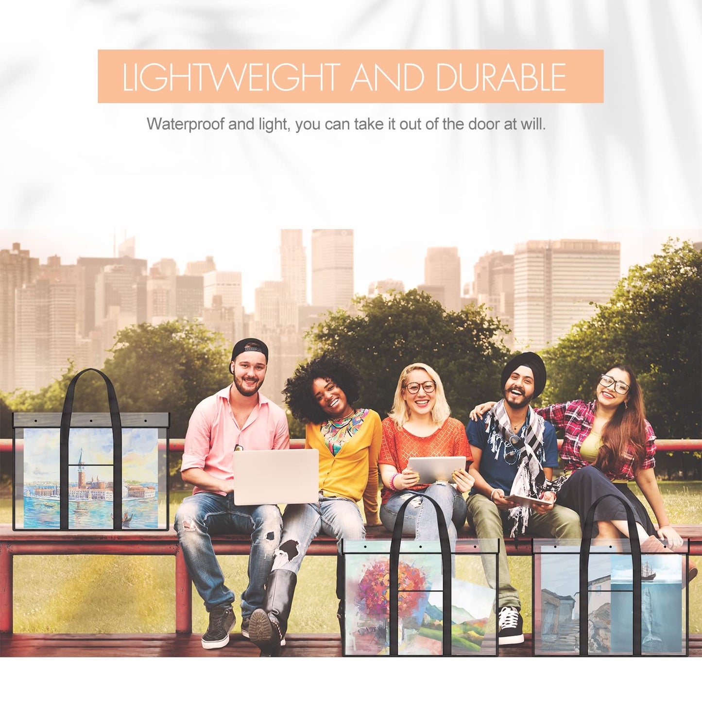 10 Pack Large PVC Poster Storage Bags Bulletin Board Storage Art Portfolio Organizer with Pocket for Classrooms Teachers, 31.5 x 25.2 Inches