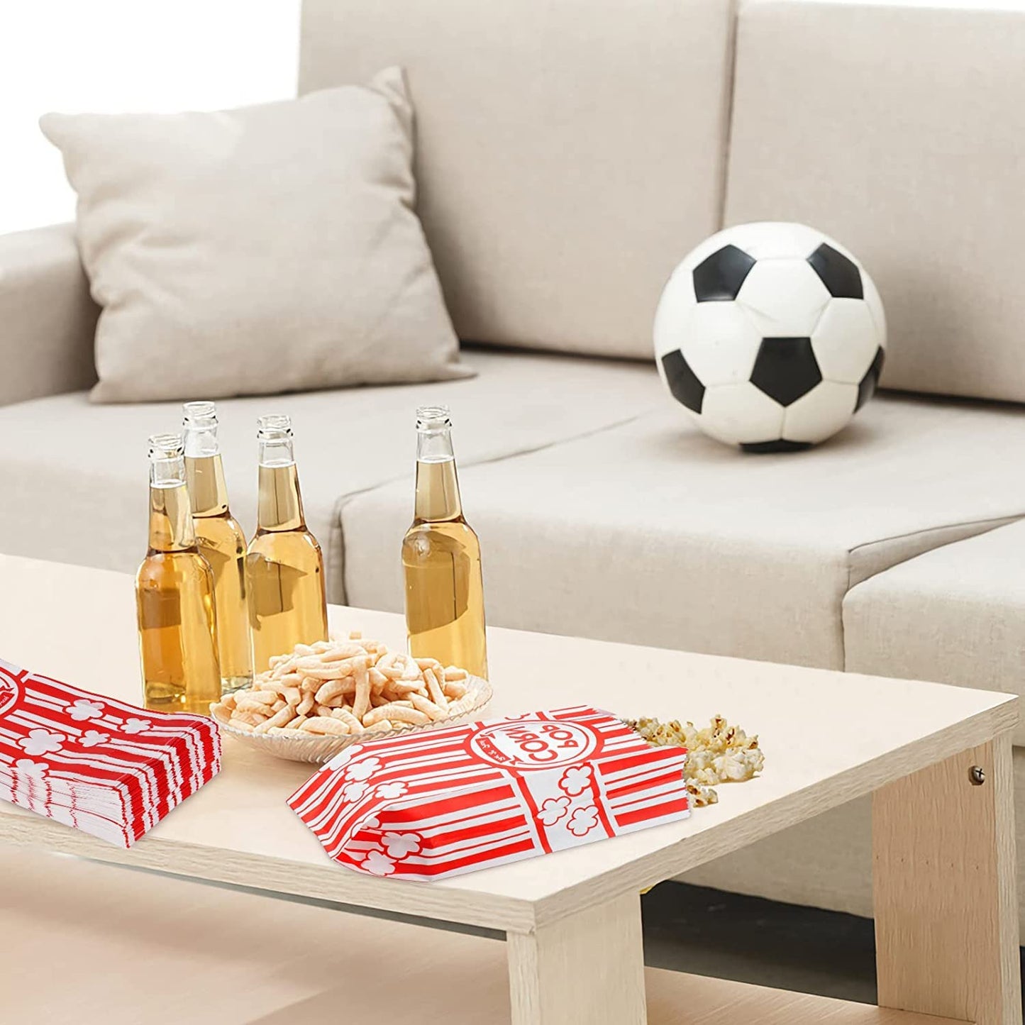 1000 Pieces Paper Popcorn Bags, 1 oz Bags Individual Servings for Machine Maker Cart Supplies, Small Mini Pop Corn Bag Bulk Carnival Party