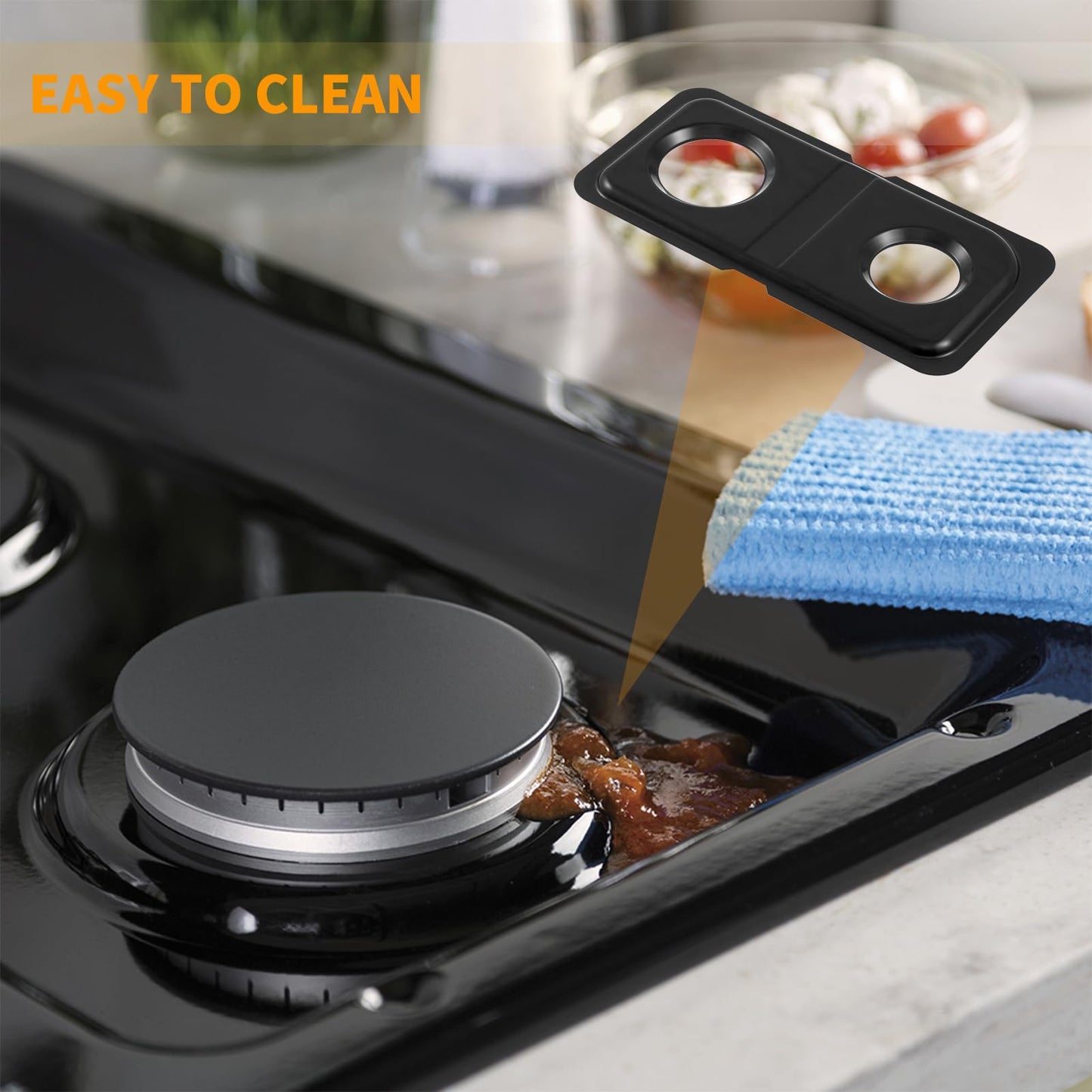 WB34K10009 Right WB34K10010 Left Burner Drip Pans Replacement for GE Hotpoint Gas Stove Range Parts 16.6" x 8" Stainless Steel Double Drip Pans GE Hotpoint Gas Stove Range Catch Pan Drip Bowls 2 Pcs